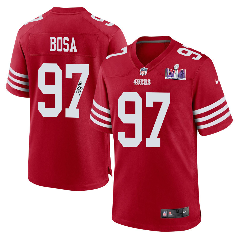 Nick Bosa 97 Signed San Francisco 49ers Super Bowl LVIII Game Men Jersey - Scarlet