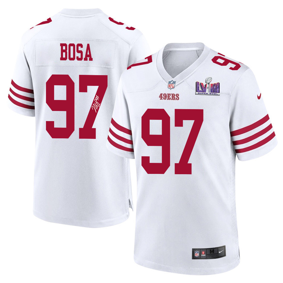 Nick Bosa 97 Signed San Francisco 49ers Super Bowl LVIII Game Men Jersey - White