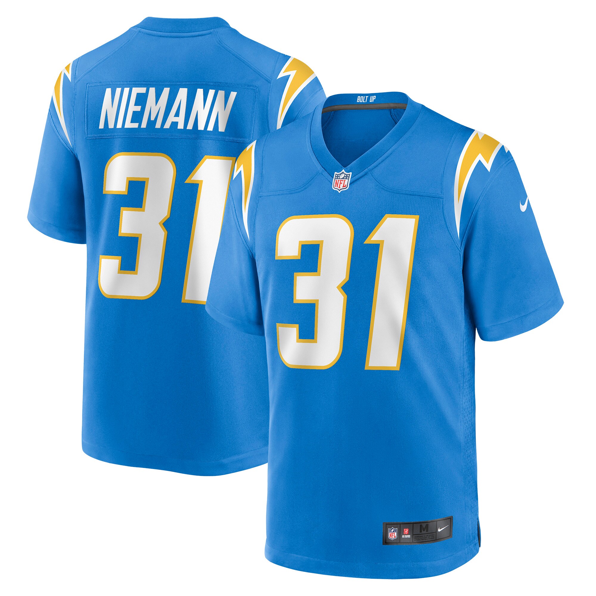 Nick Niemann Los Angeles Chargers Game Player Jersey - Powder Blue