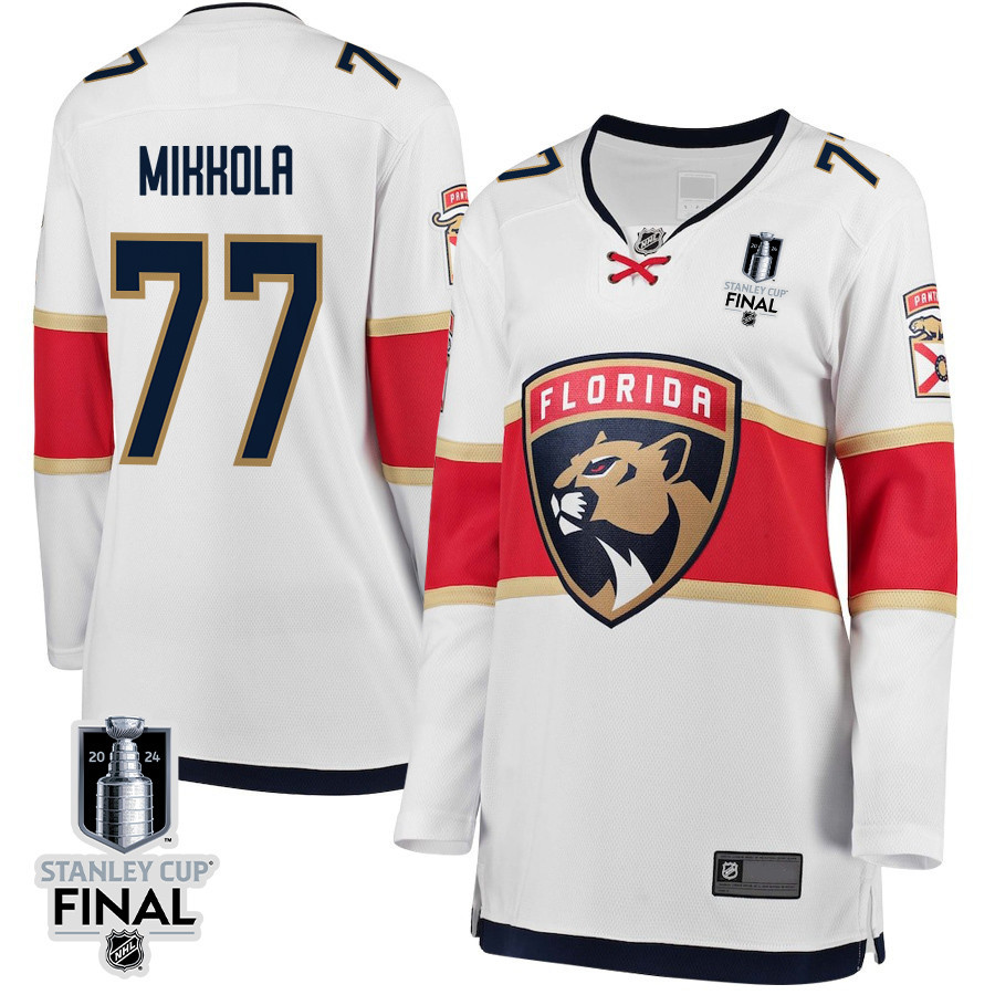 Niko Mikkola 77 Florida Panthers 2024 STANLEY CUP Final Women's Away Breakaway Jersey - White