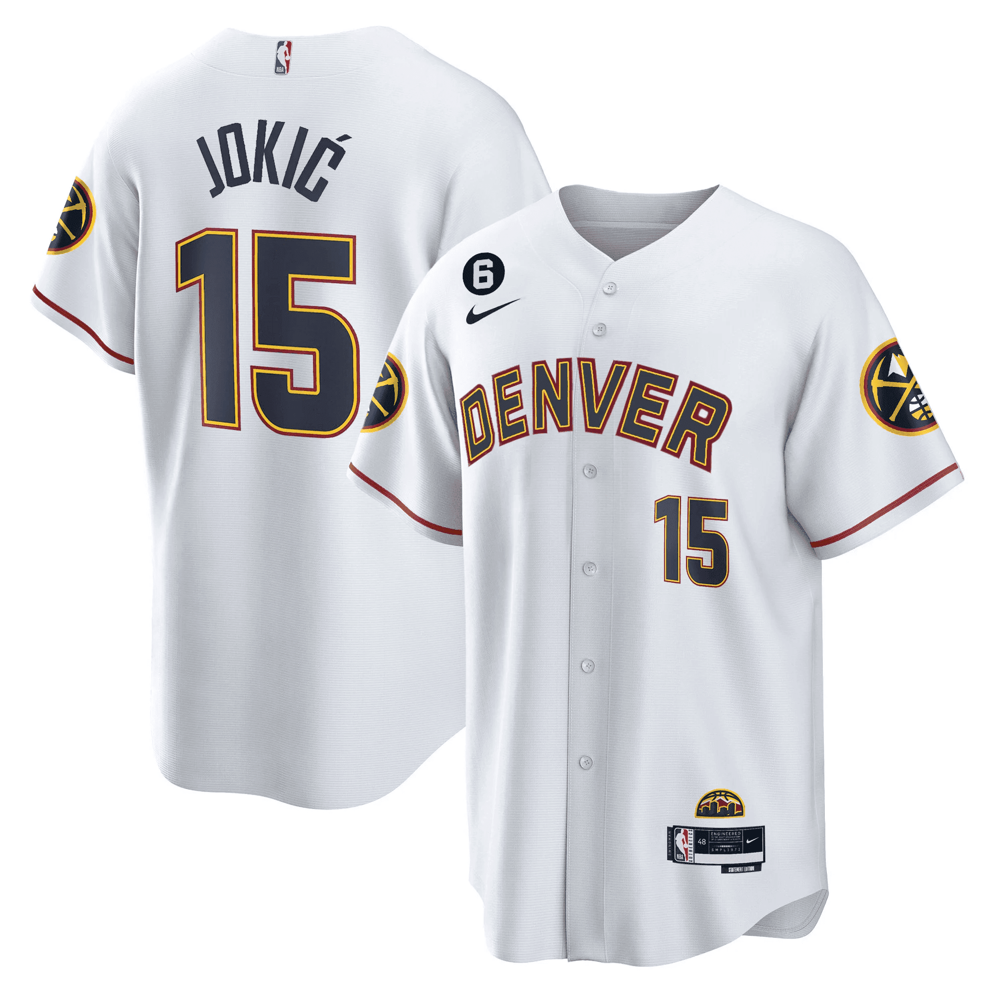 Nikola Jokic 15 Denver Nuggets Baseball Men Jersey - White