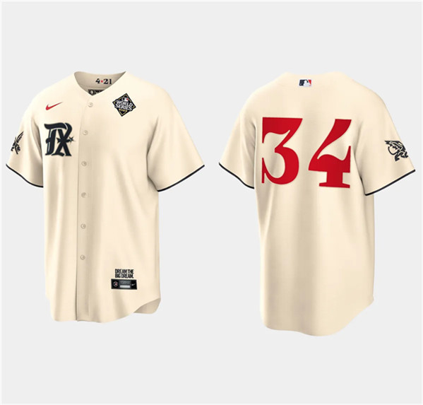 Nolan Ryan 34 Texas Rangers 2023 World Series Stitched Baseball Jersey - Cream