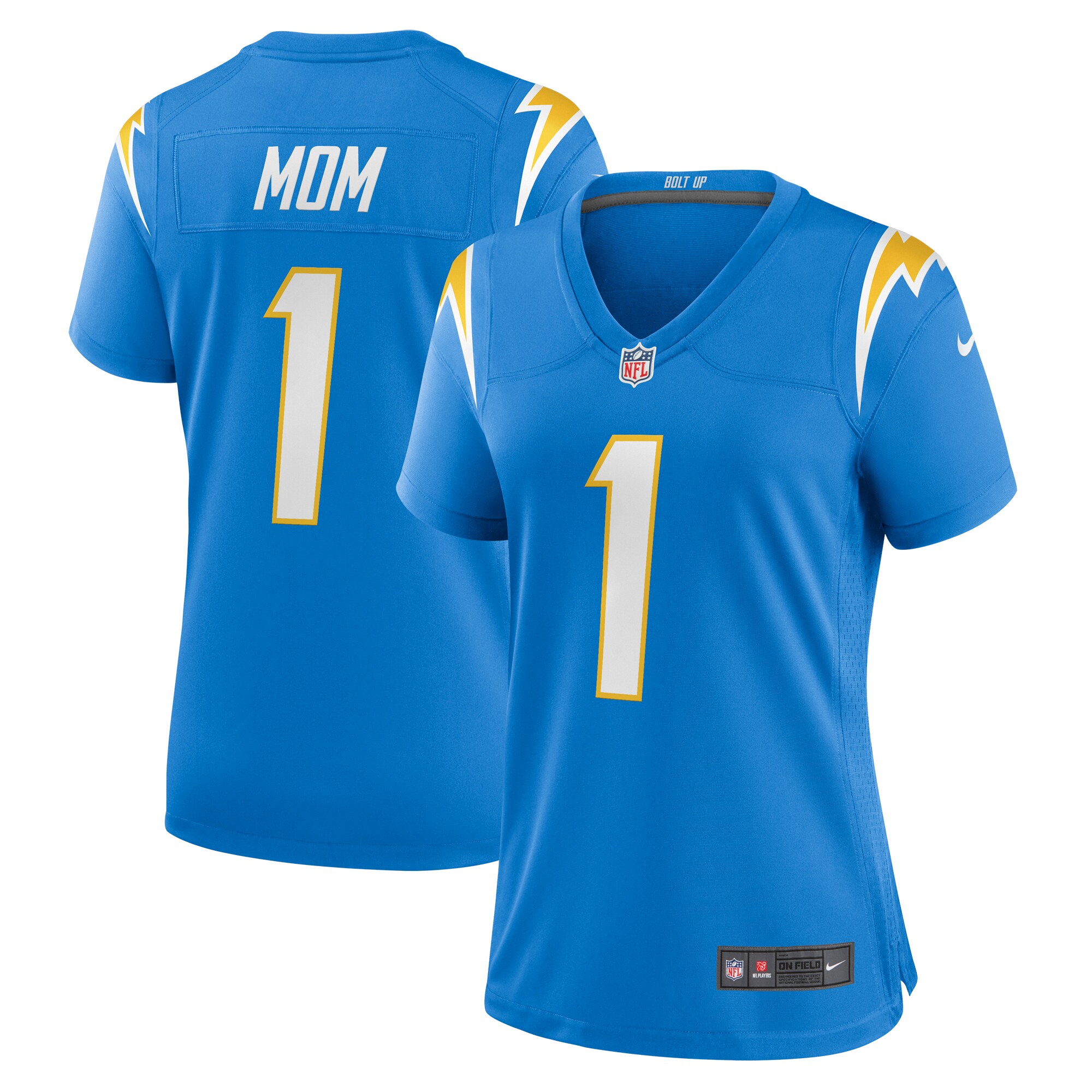 Number 1 Mom Los Angeles Chargers Women's Game Jersey - Powder Blue
