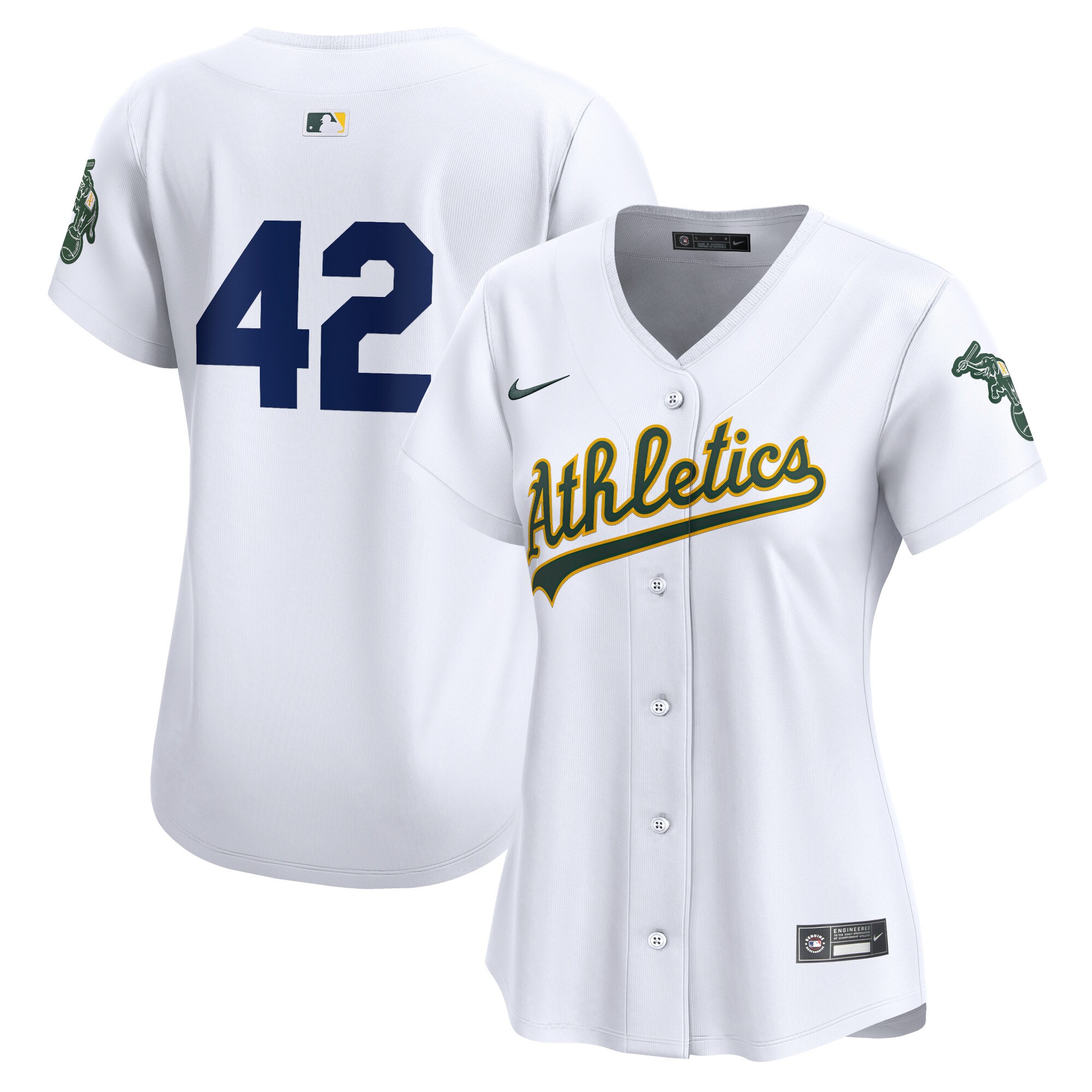 Oakland Athletics Women's 2024 Jackie Robinson Day Home Limited Jersey\u00c2\u00a0\u00e2\u20ac\u201c White