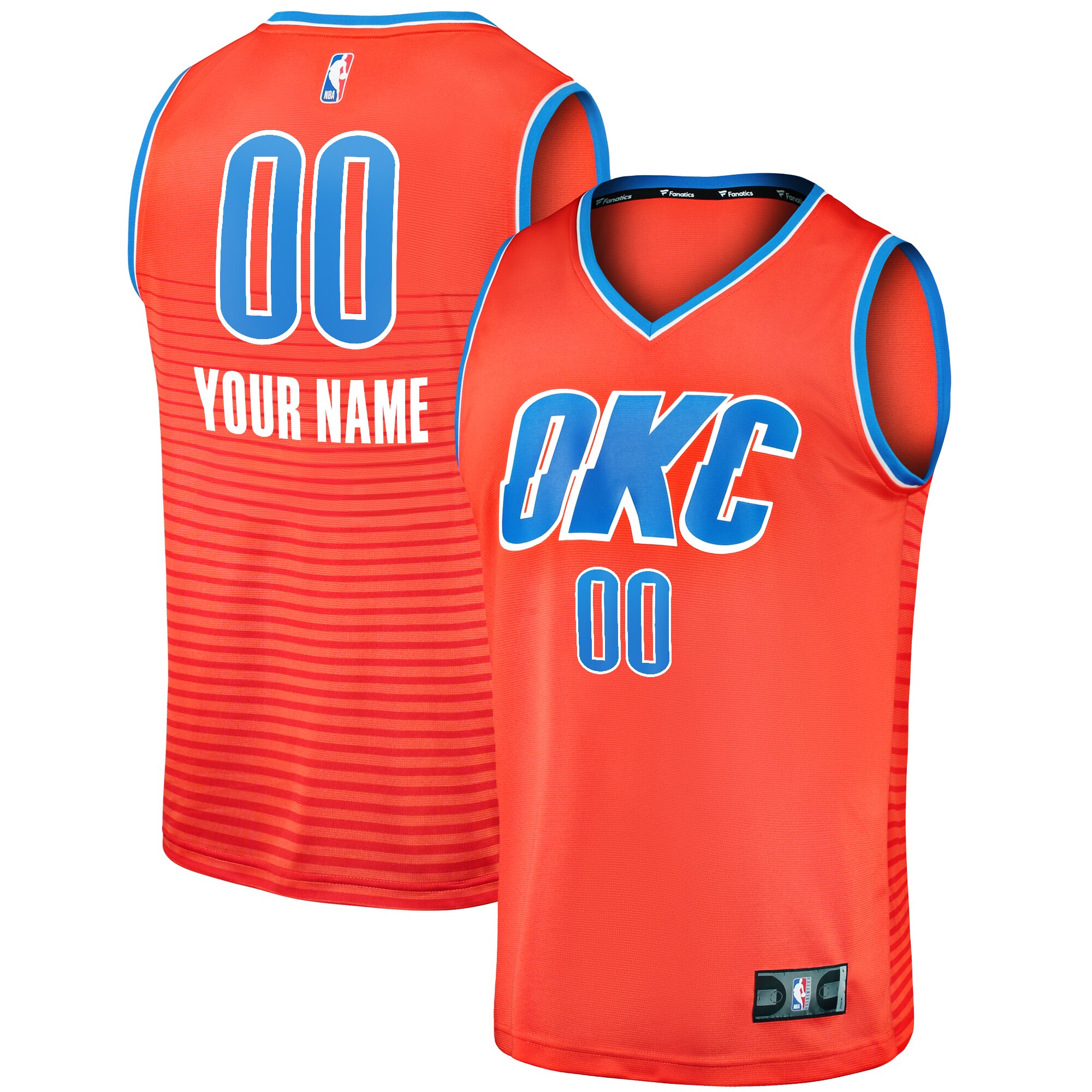 Oklahoma City Thunder Fanatics Fast Break Custom Replica Jersey - Orange - Statement Edition