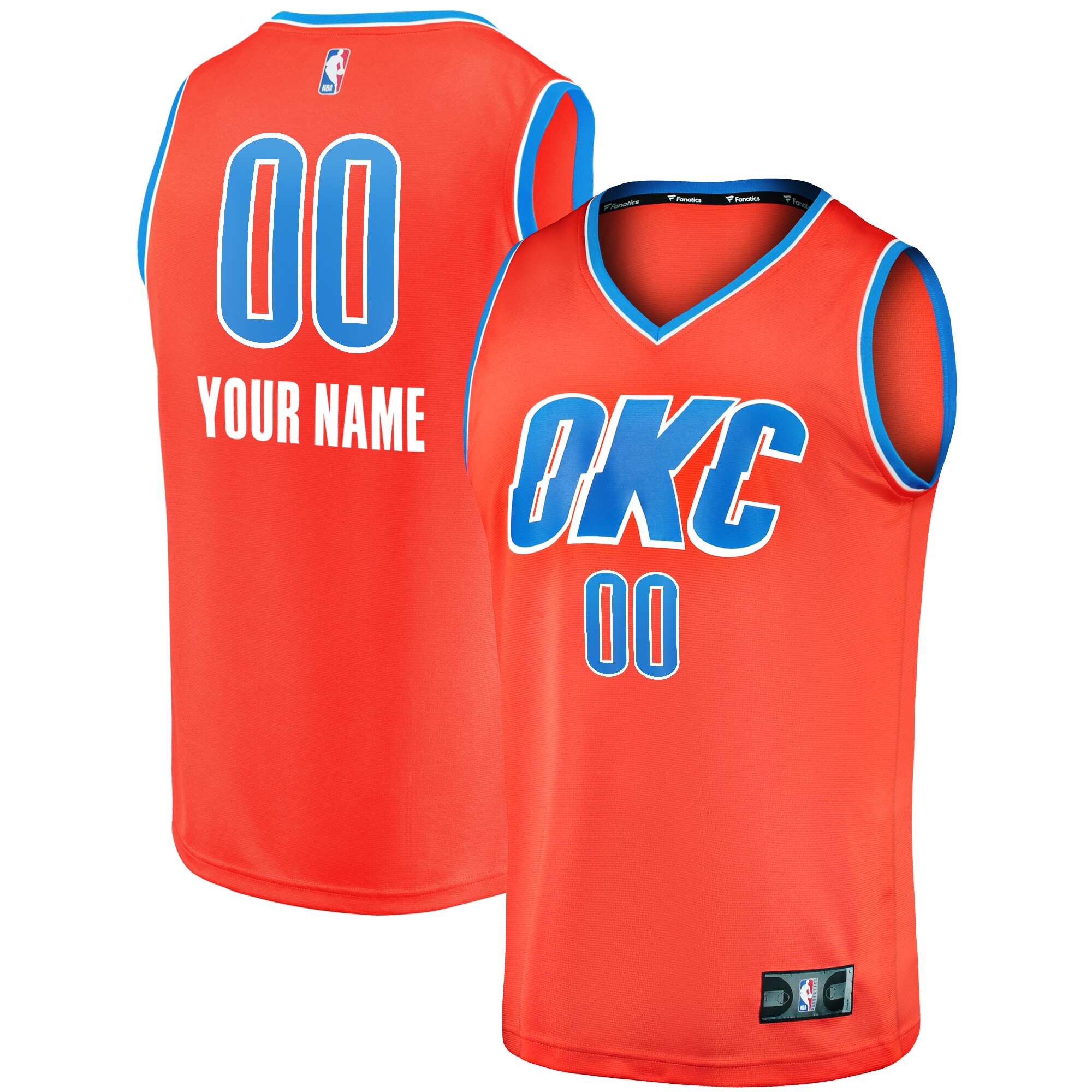 Oklahoma City Thunder Fanatics Youth Fast Break Replica Custom Jersey - Orange - Statement Edition