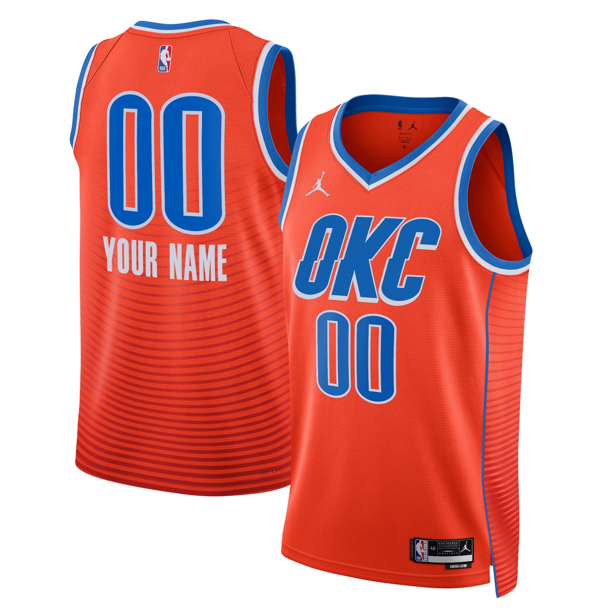 Oklahoma City Thunder Jordan Brand Unisex 2022\/23 Swingman Custom Jersey - Statement Edition - Orange