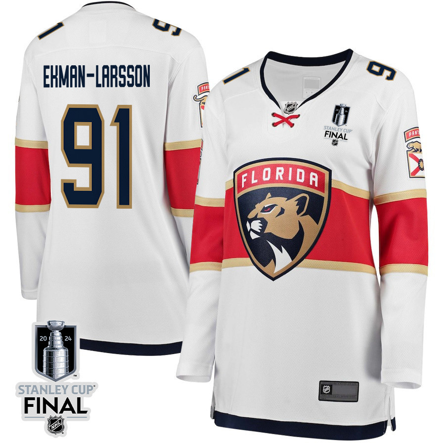 Oliver Ekman-Larsson 91 Florida Panthers 2024 STANLEY CUP Final Women's Away Breakaway Jersey - White