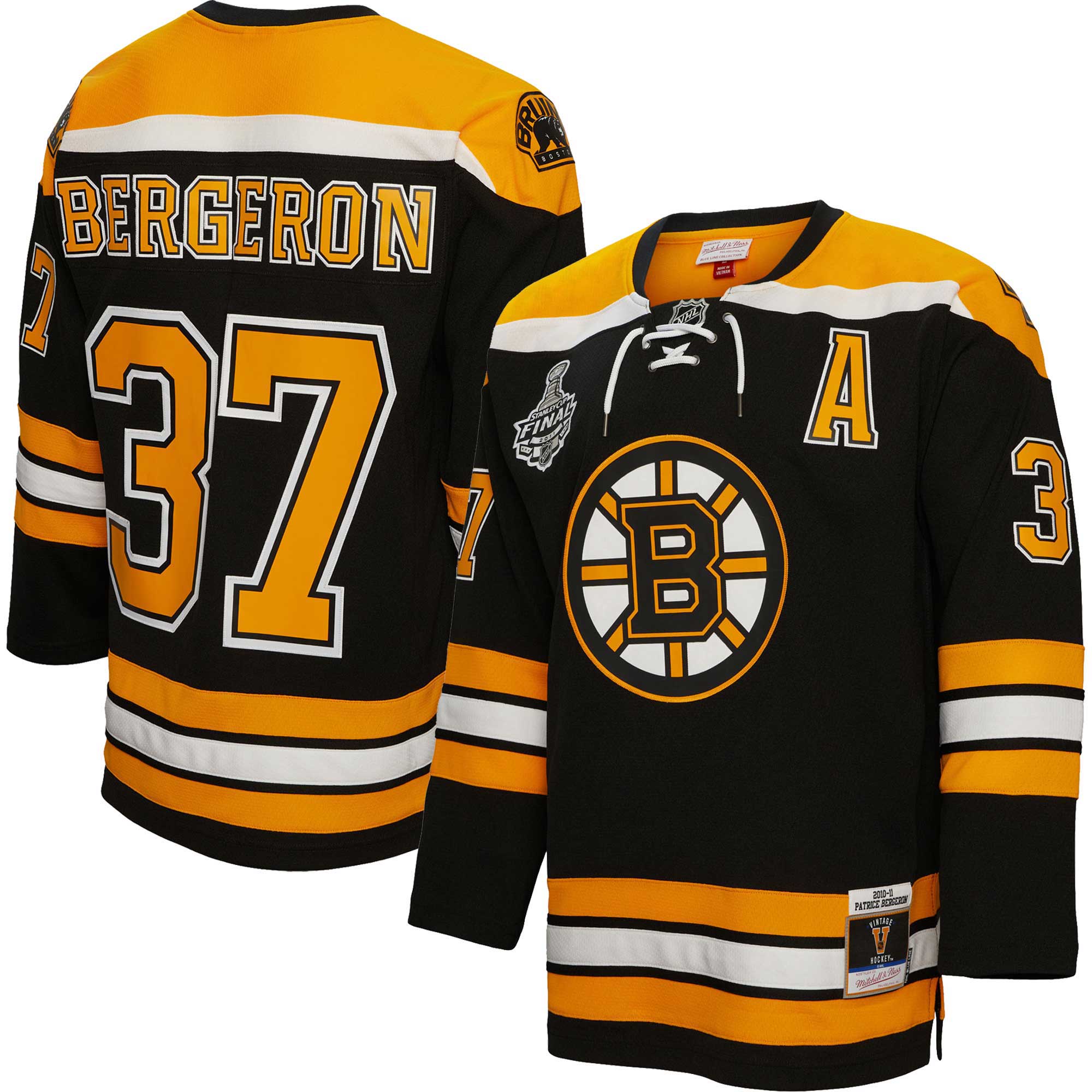Patrice Bergeron Boston Bruins Mitchell & Ness Alternate Captain Patch 2010\/11 Blue Line Player Jersey - Black