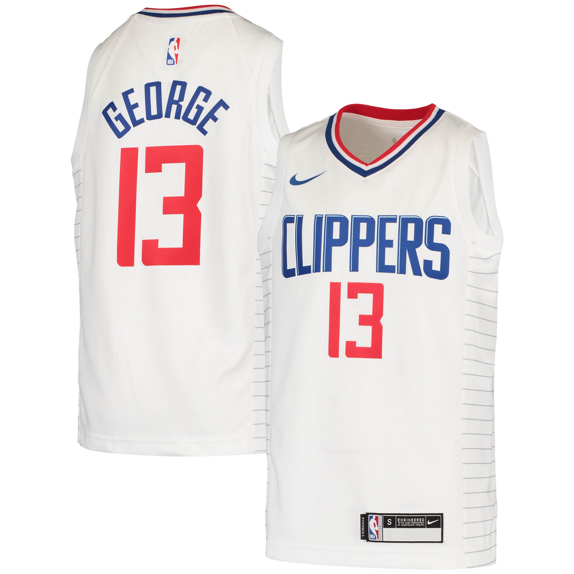 Paul George LA Clippers Youth 2020\/21 Swingman Jersey - Association Edition - White