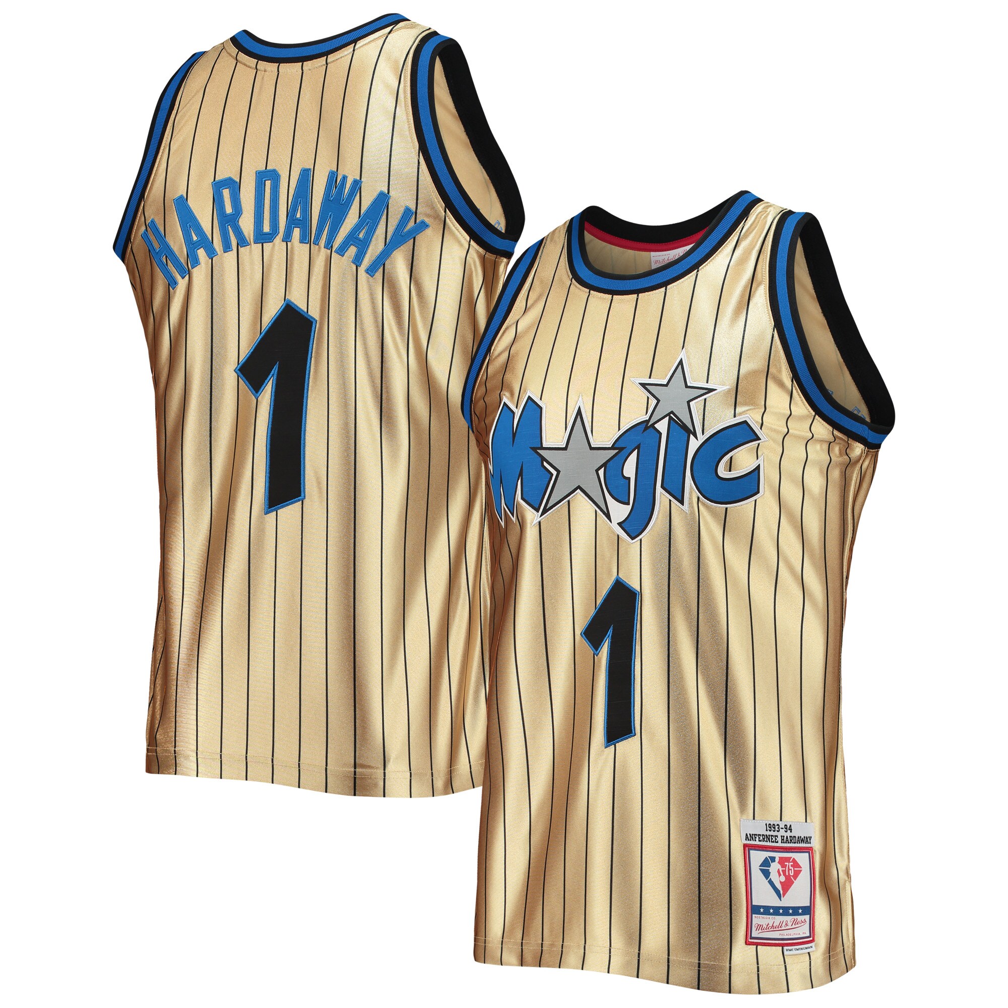 Penny Hardaway Orlando Magic Mitchell & Ness 75th Anniversary 1993\/94 Hardwood Classics Swingman Jersey - Gold