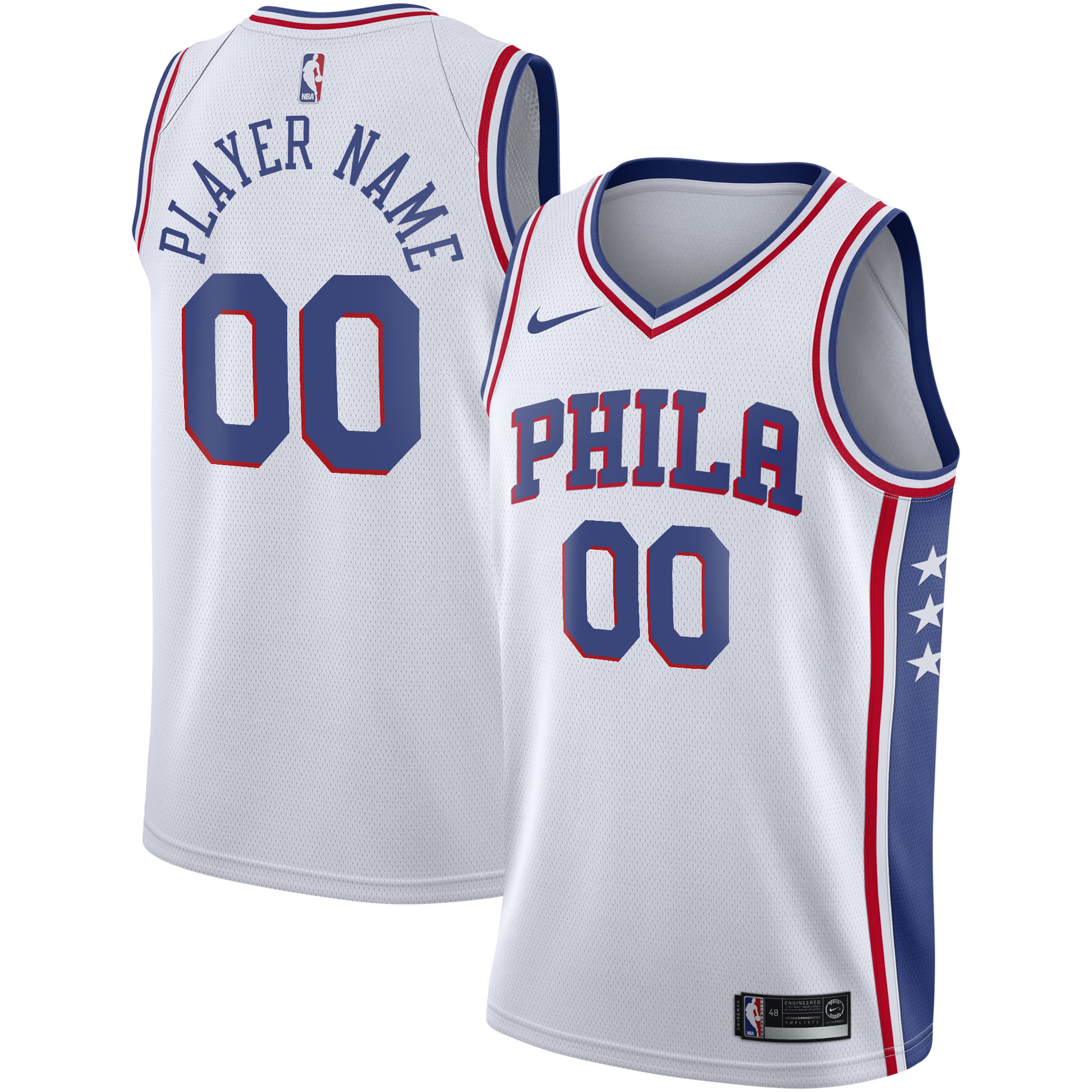 Philadelphia 76ers 2020\/21 Swingman Custom Jersey - Association Edition - White