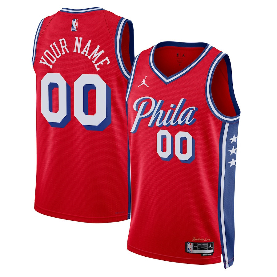 Philadelphia 76ers 2023/24 Statement Swingman Custom Men Jersey - Red