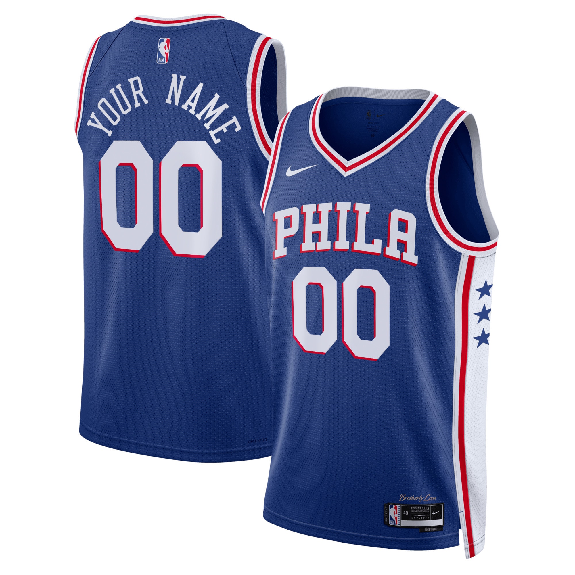 Philadelphia 76ers Unisex 2022\/23 Swingman Custom Jersey Royal - Icon Edition