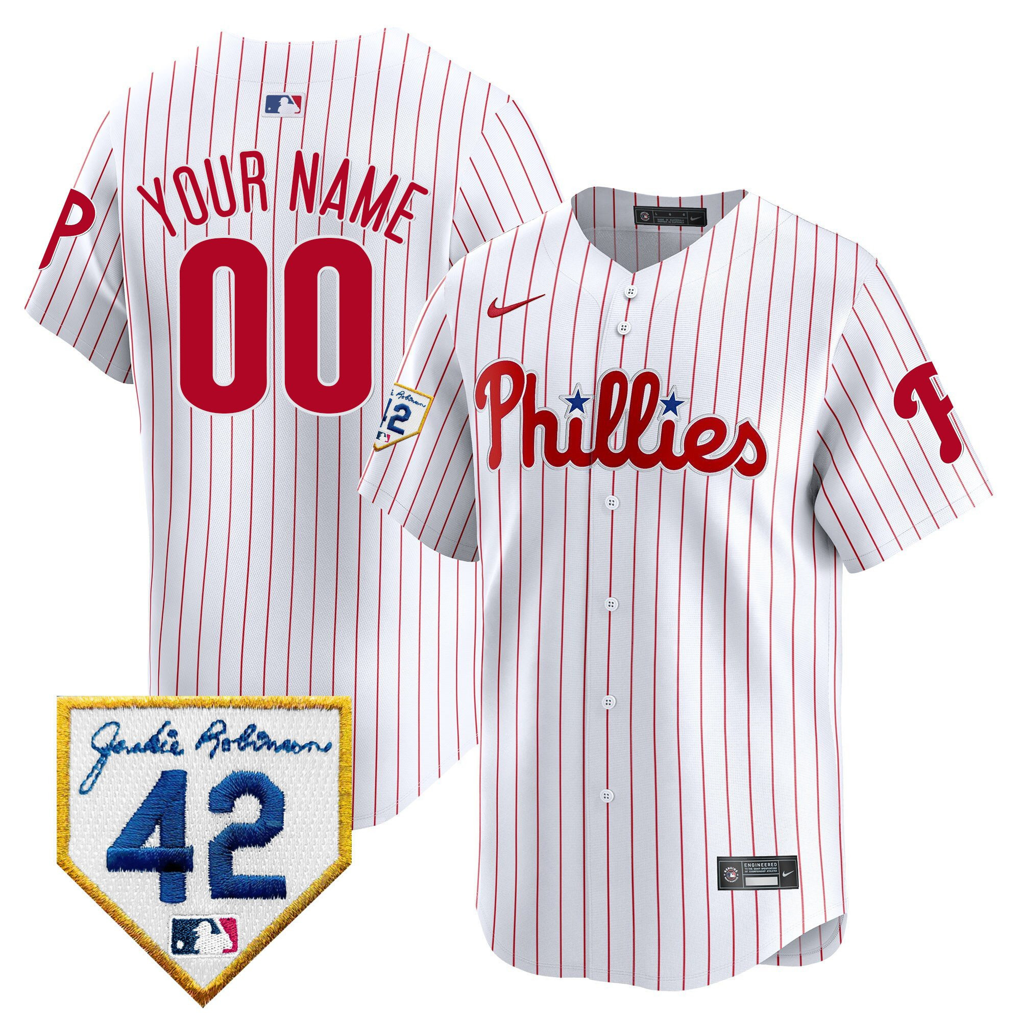 Philadelphia Phillies 2024 Jackie Robinson Patch Custom Men Jersey - White