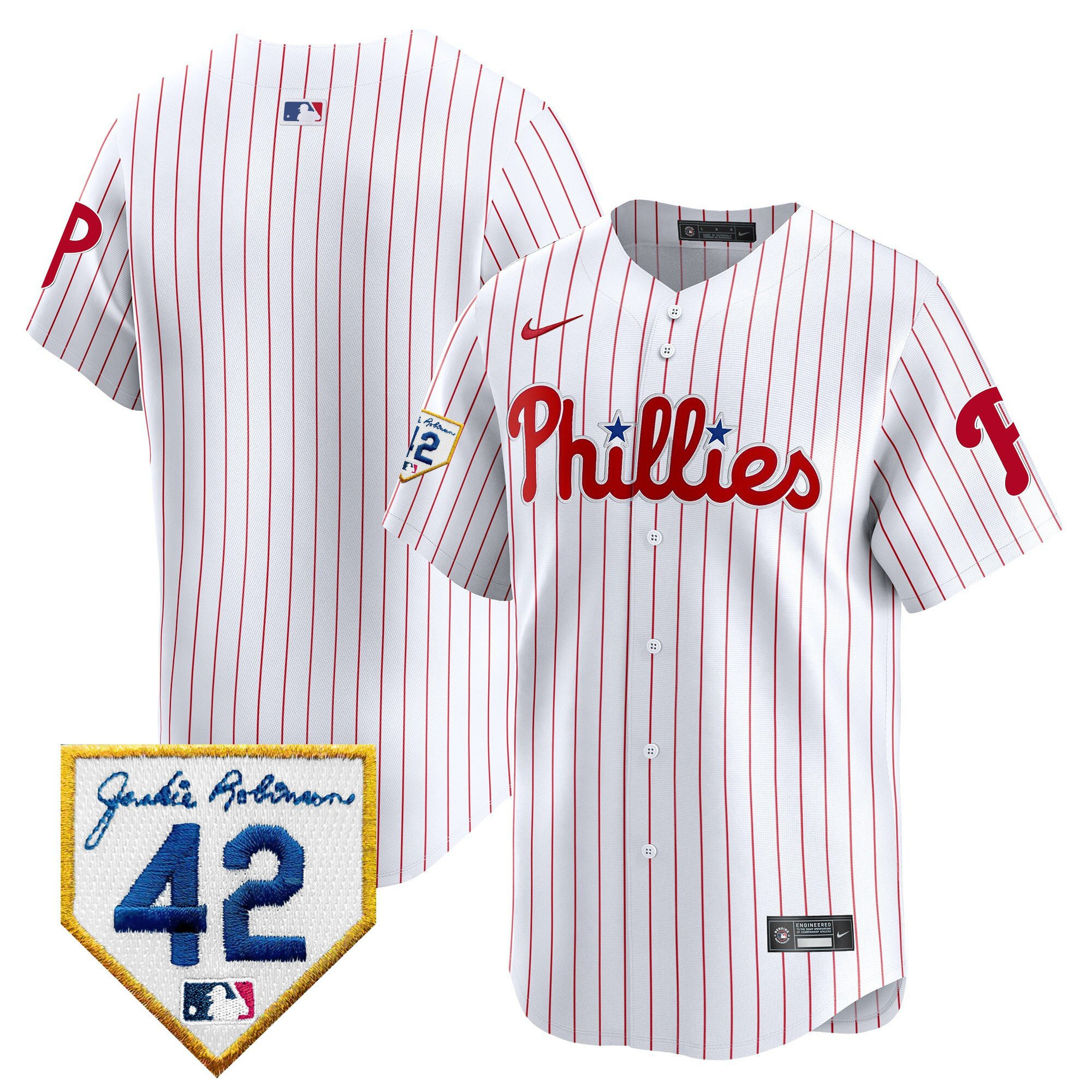 Philadelphia Phillies 2024 Jackie Robinson Patch Men Jersey - White