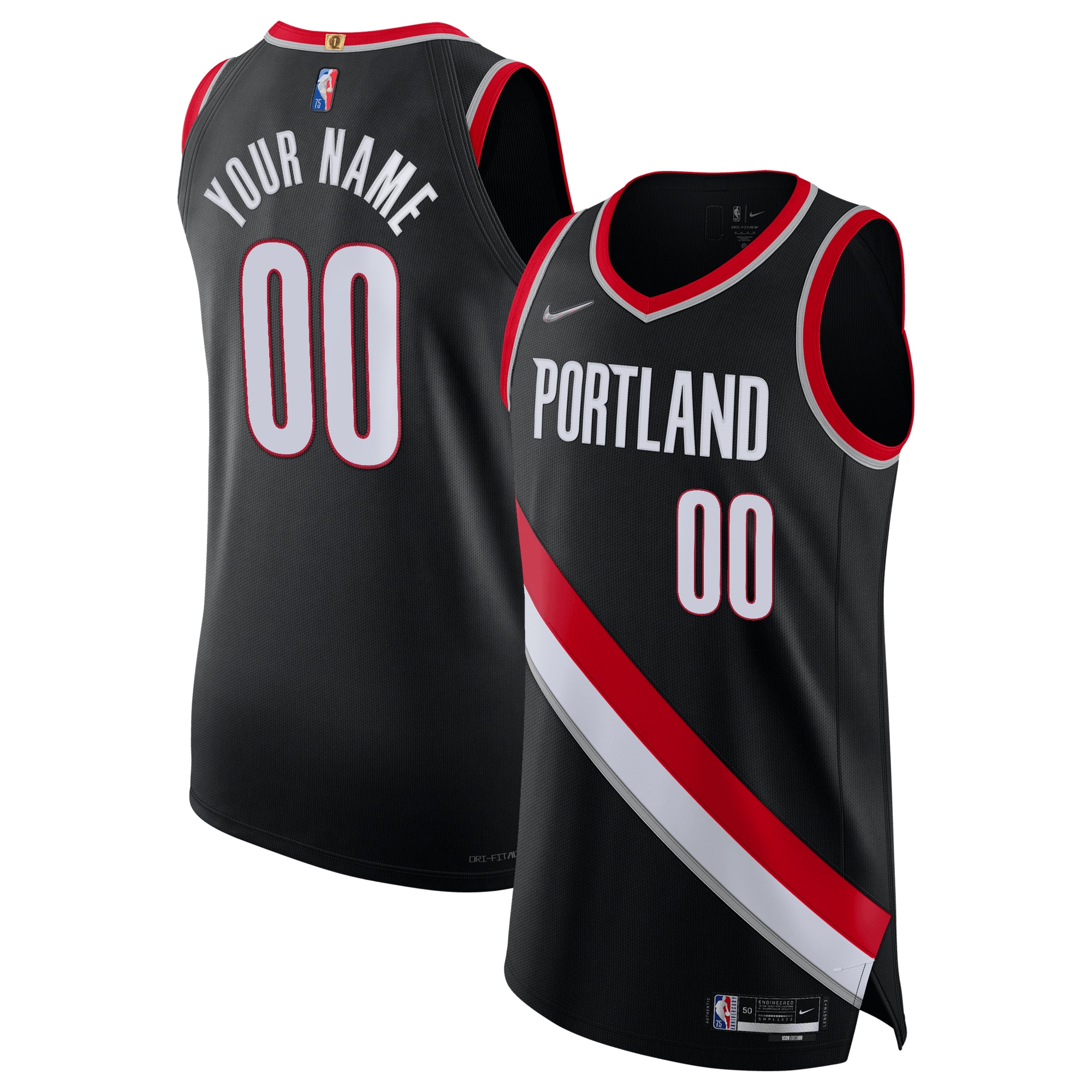 Portland Trail Blazers 2021\/22 Diamond Authentic Custom Jersey - Icon Edition - Black