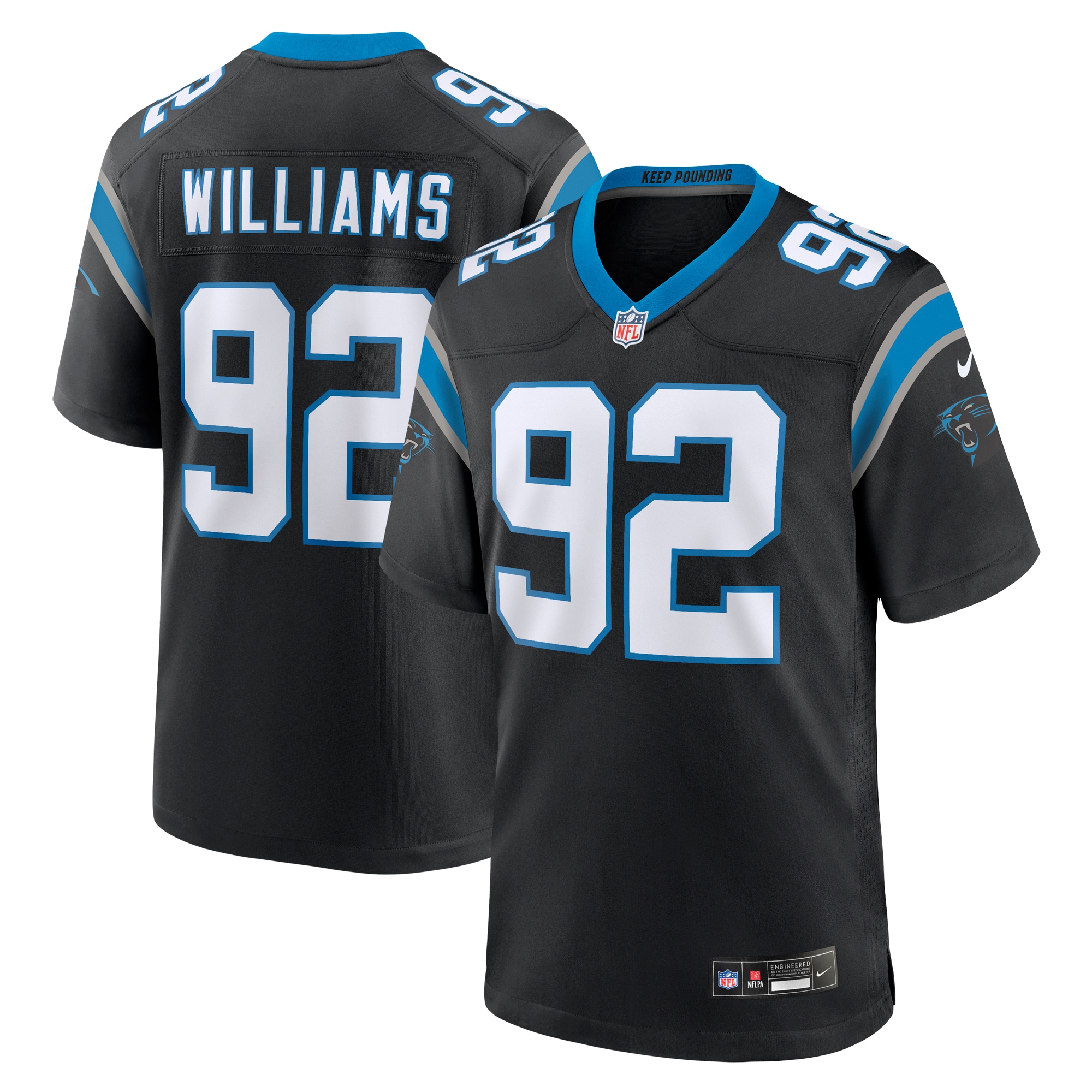 Raequan Williams Carolina Panthers Team Game Jersey - Black