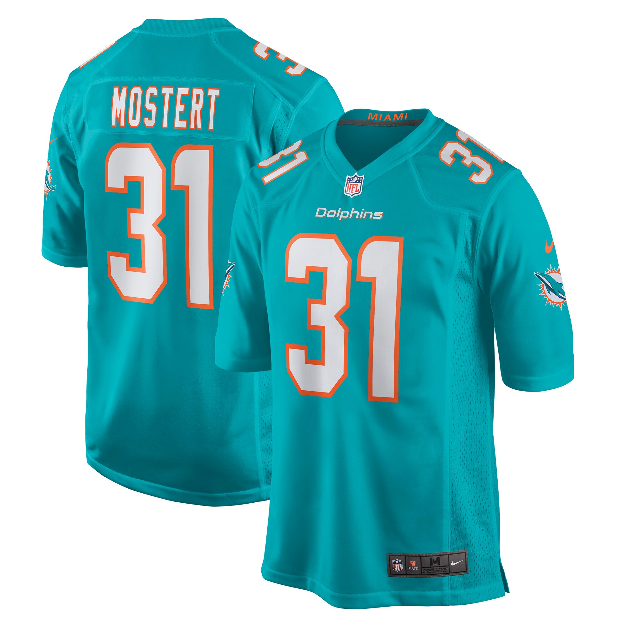 Raheem Mostert Miami Dolphins Game Jersey - Aqua