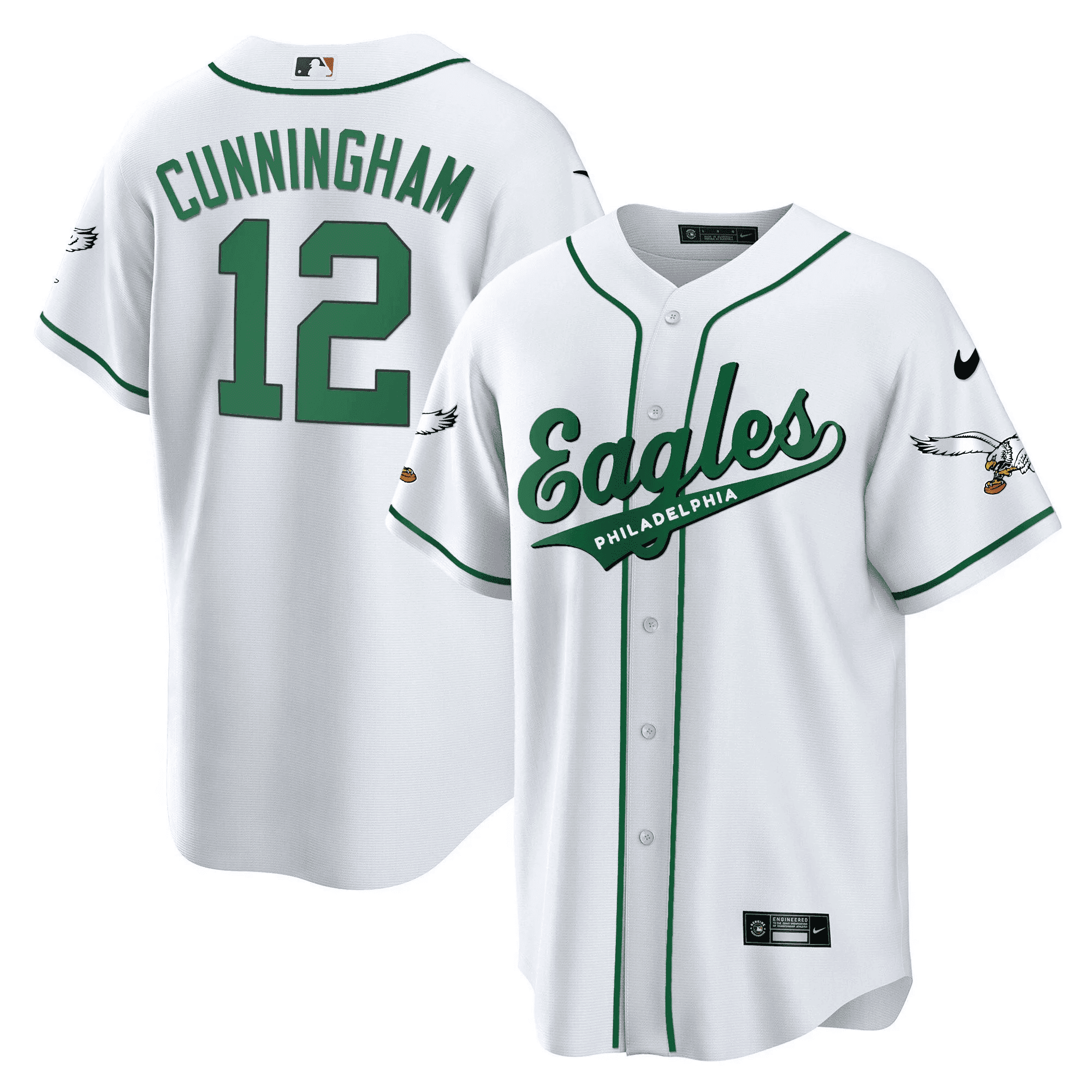 Randall Cunningham 12 Philadelphia Eagles Baseball Men Jersey - White