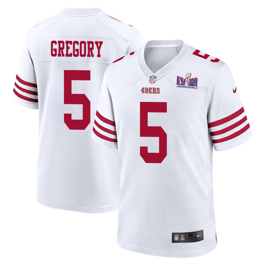 Randy Gregory 5 San Francisco 49ers Super Bowl LVIII Patch Game Men Jersey - White