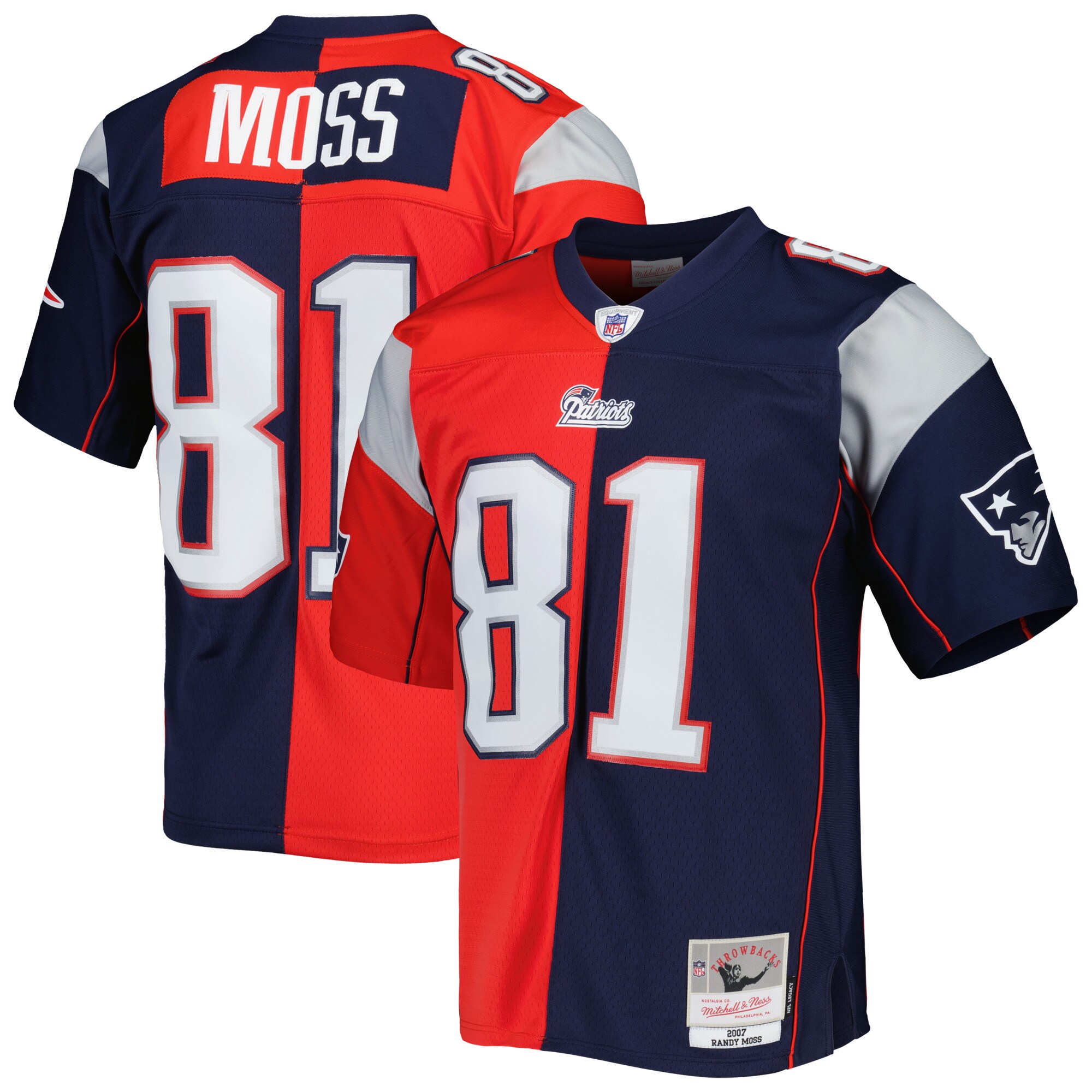 Randy Moss New England Patriots Mitchell & Ness 2007 Split Legacy Replica Jersey - Navy\/Red