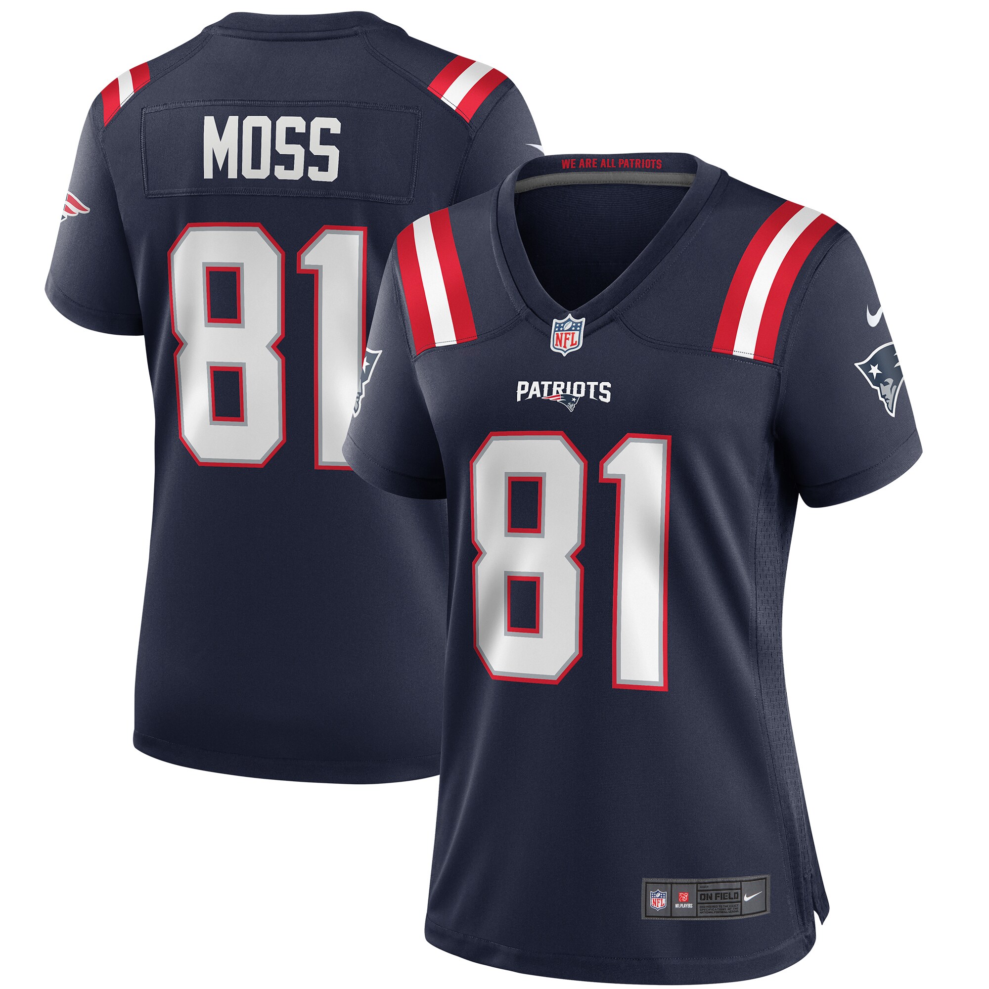Randy Moss New England Patriots Women's Game Retired Player Jersey - Navy
