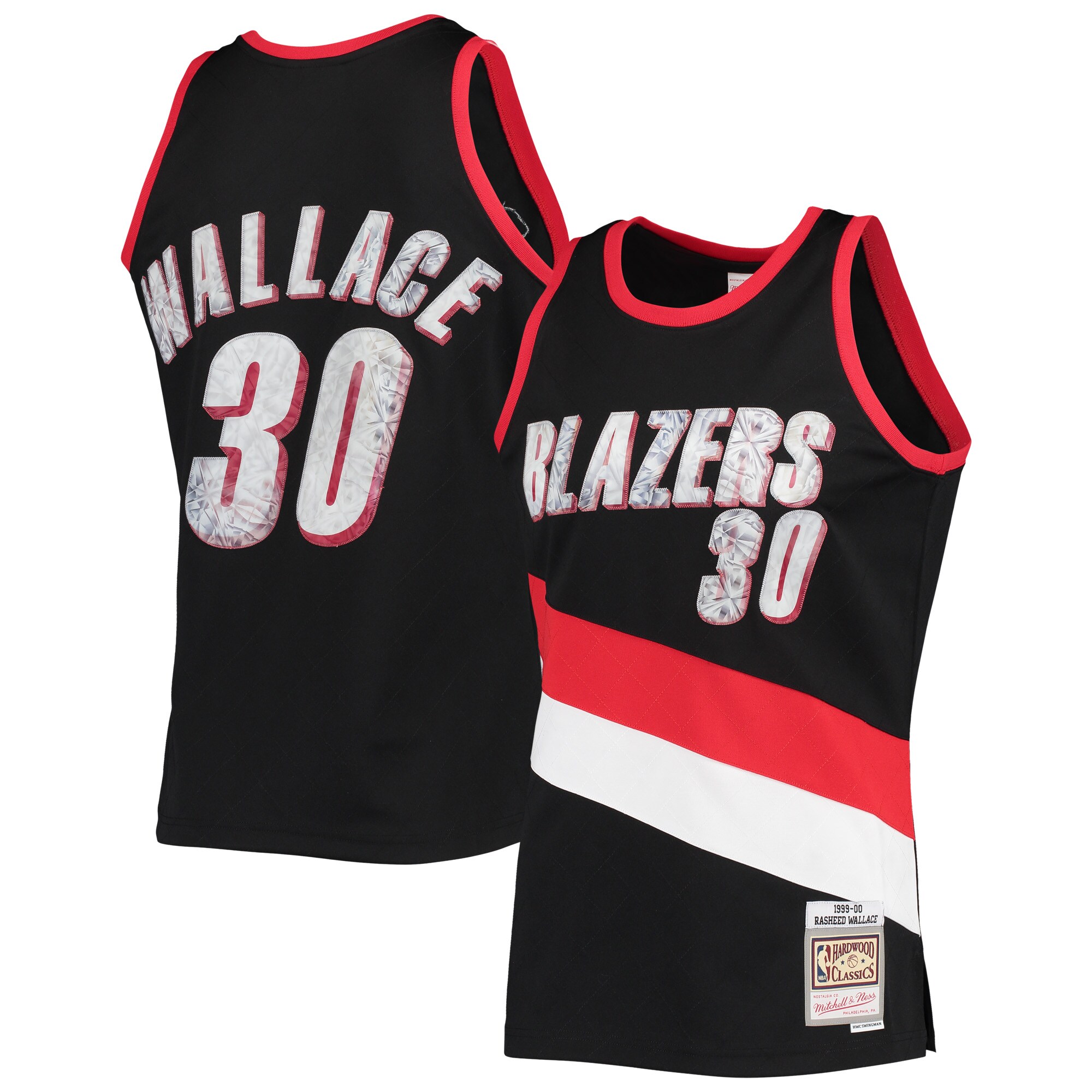 Rasheed Wallace Portland Trail Blazers Mitchell & Ness 1999\/00 Hardwood Classics NBA 75th Anniversary Diamond Swingman Jersey - Black