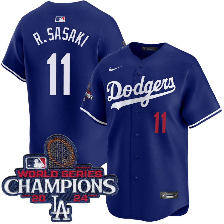 Roki Sasaki Los Angeles Dodgers Alternate Royal Limited World Series Champions Jersey