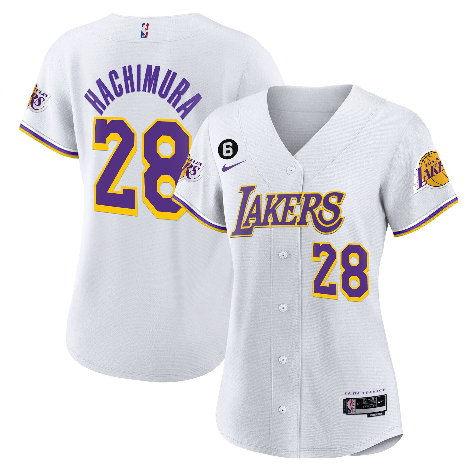Rui Hachimura 28 Los Angeles Lakers Baseball Jersey - White