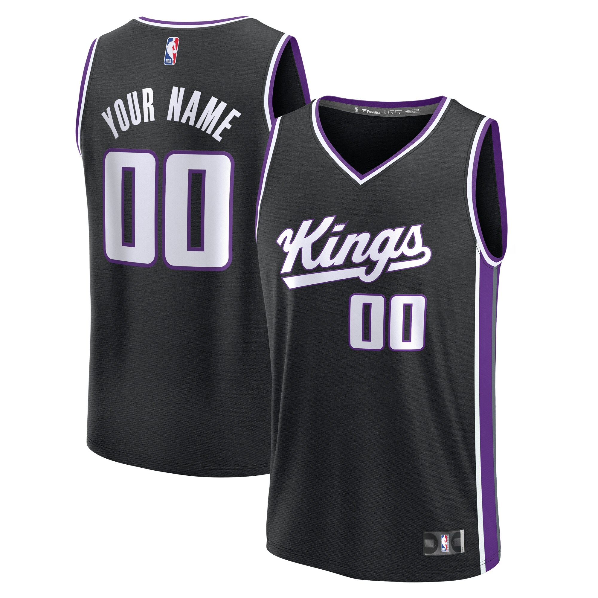 Sacramento Kings Fanatics Youth Custom Fast Break Jersey - Black - Icon Edition