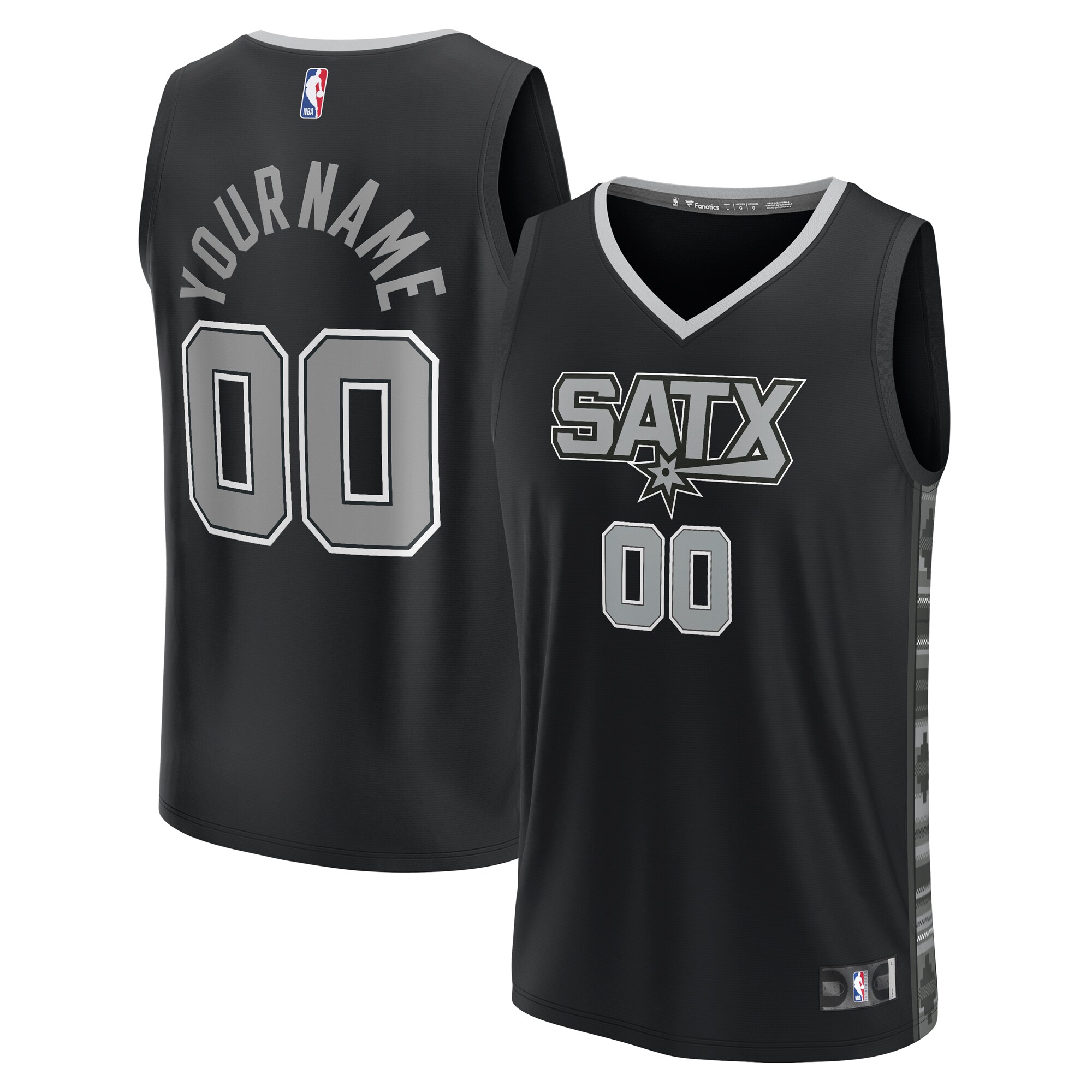 San Antonio Spurs Fanatics Fast Break Custom Replica Jersey - Black - Statement Edition