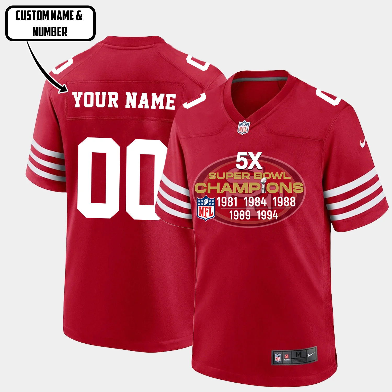 San Francisco 49ers 5X Super Bowl Champions Jersey - Men, Red