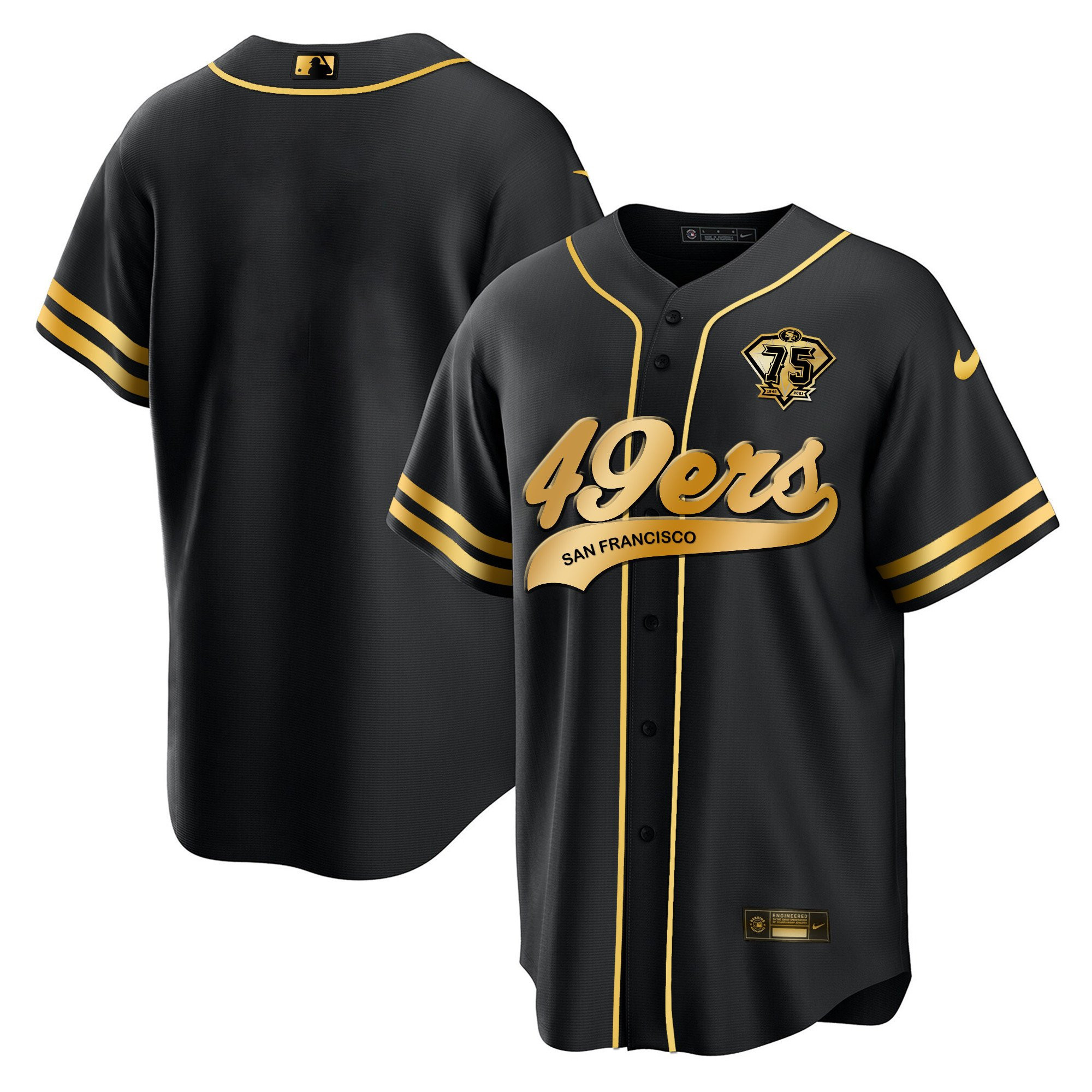 San Francisco 49ers Baseball Men Jersey - Black Limited