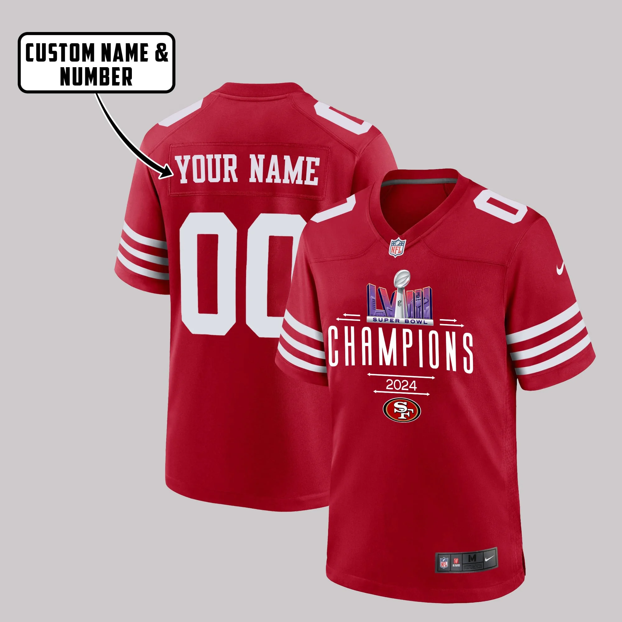 San Francisco 49ers Super Bowl LVIII Game Jersey - Men, Red V2