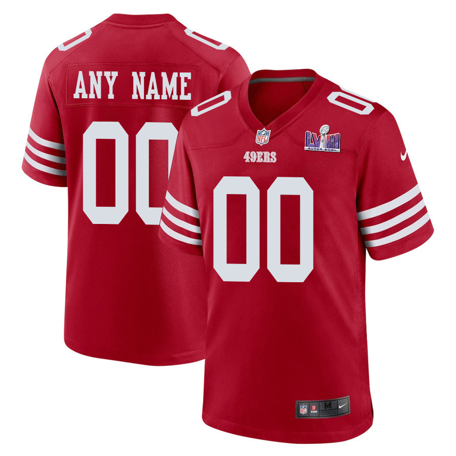 San Francisco 49ers Super Bowl LVIII Patch Game Men Custom Jersey - Scarlet