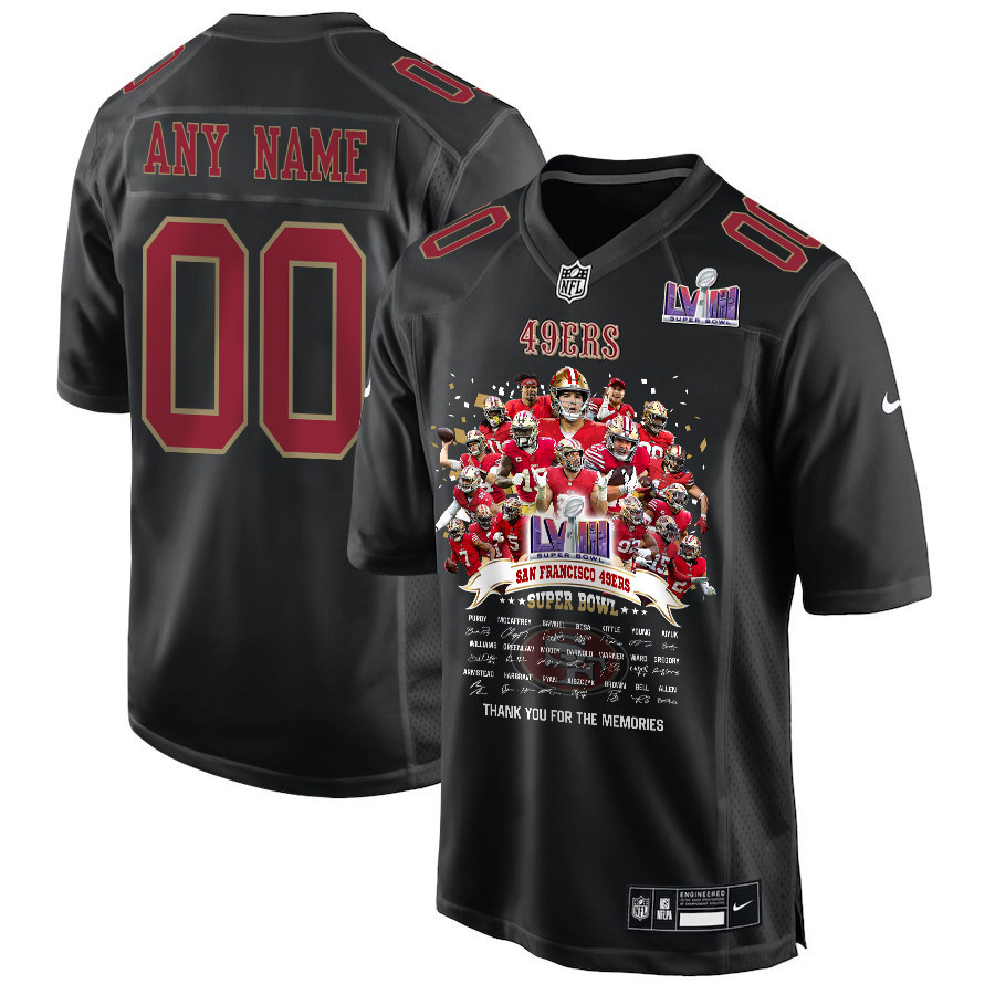 San Francisco 49ers Super Bowl LVIII Thanks For Memories Fashion Game Custom Men Jersey - Carbon Black
