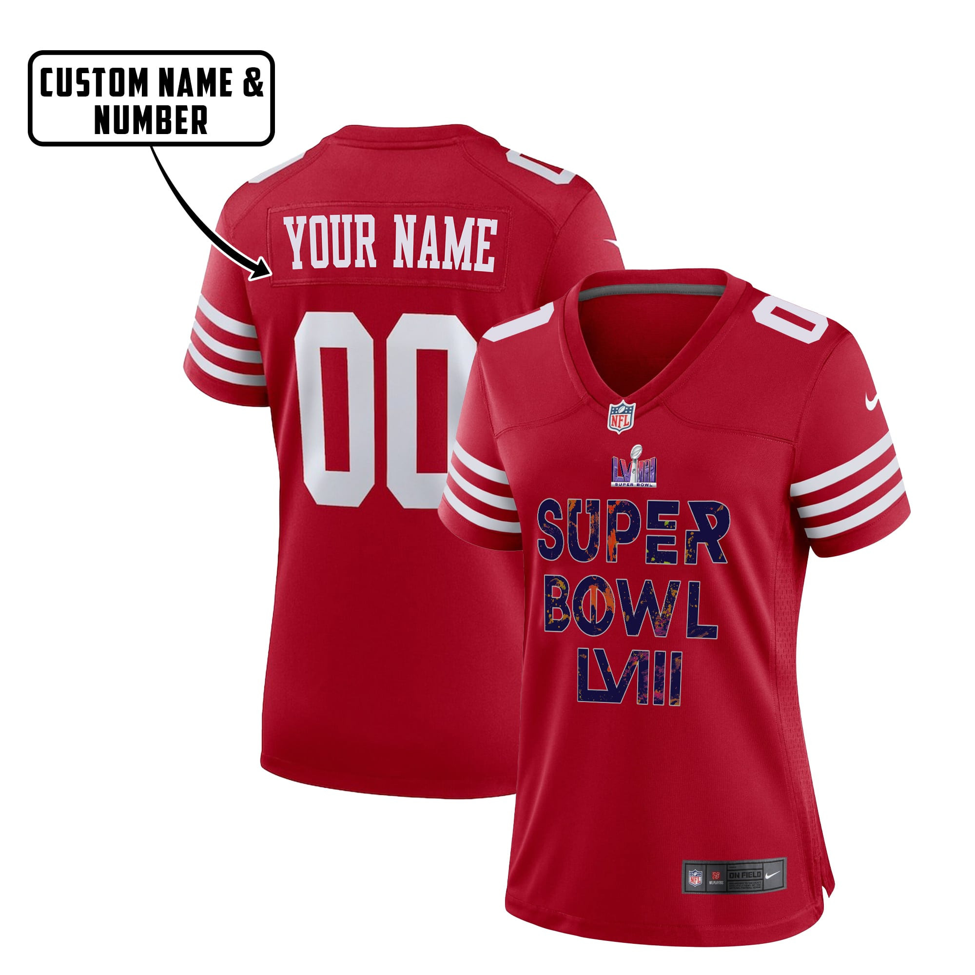 San Francisco 49ers Super Bowl LVIII Vintage Game Jersey - Women, Red V42