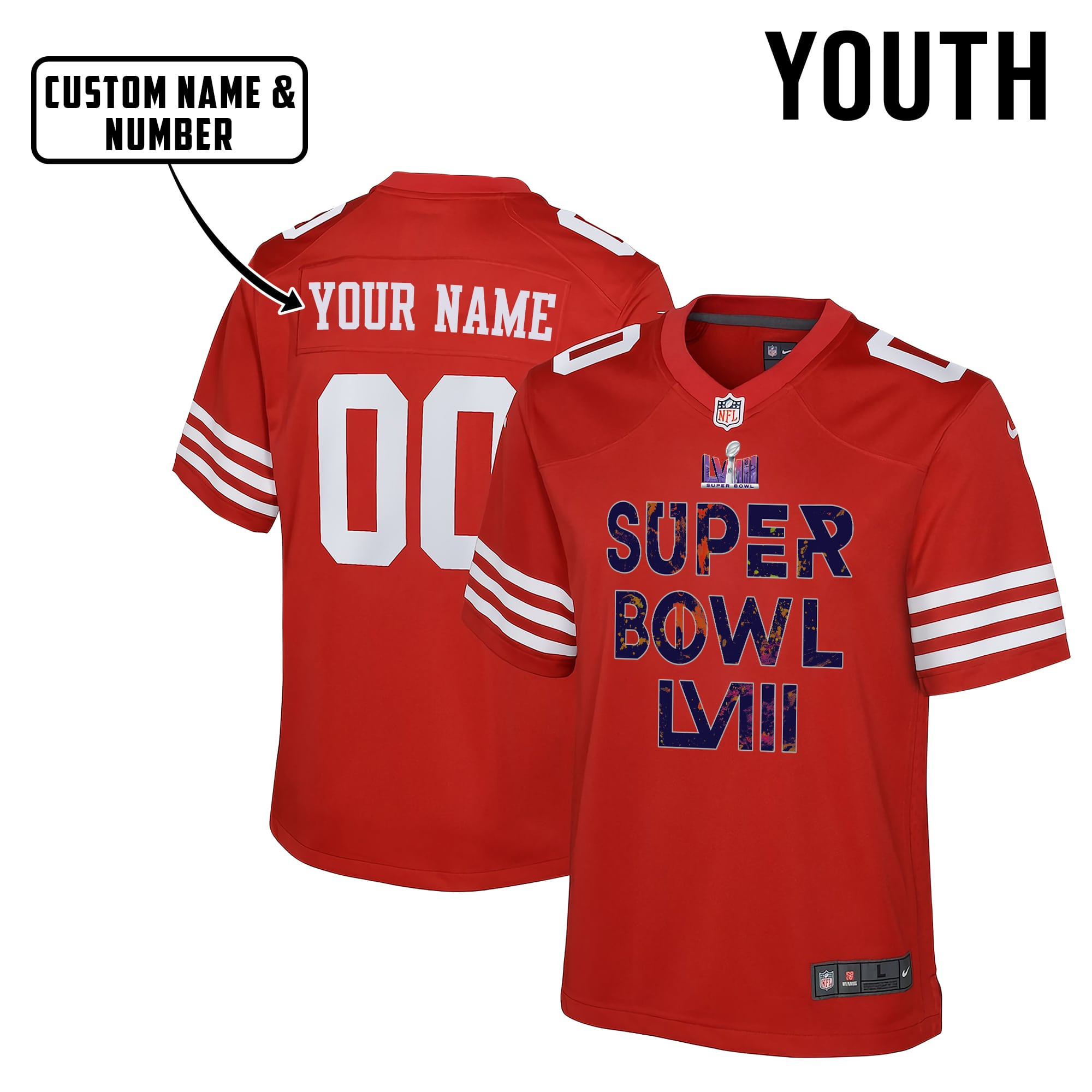 San Francisco 49ers Super Bowl LVIII Vintage Game YOUTH Jersey - Red V42