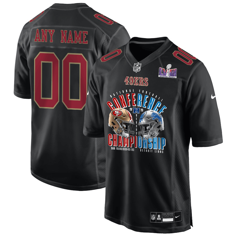 San Francisco 49ers vs. Detroit Lions 2023 NFC Championship Matchup Fashion Game Custom Men Jersey - Carbon Black