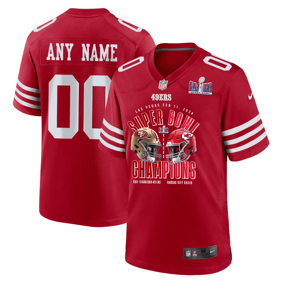 San Francisco 49ers vs. Kansas City Chiefs Super Bowl LVIII Matchup Game Custom Men Jersey - Scarlet