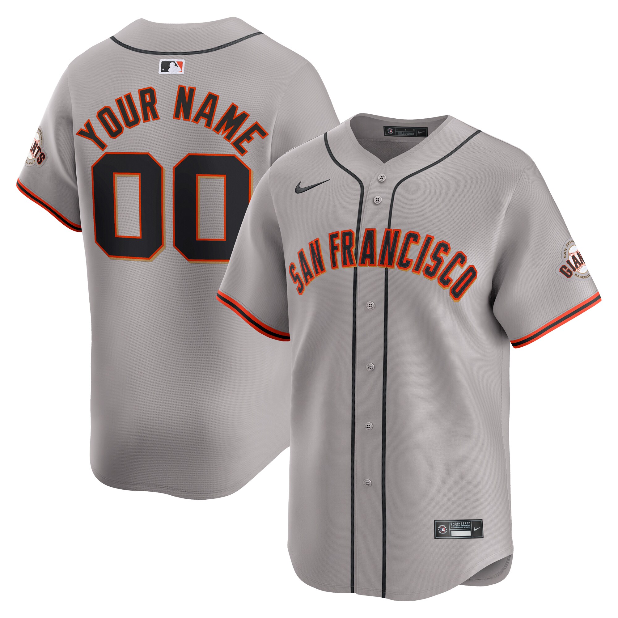 San Francisco Giants Away Limited Custom Jersey - Gray