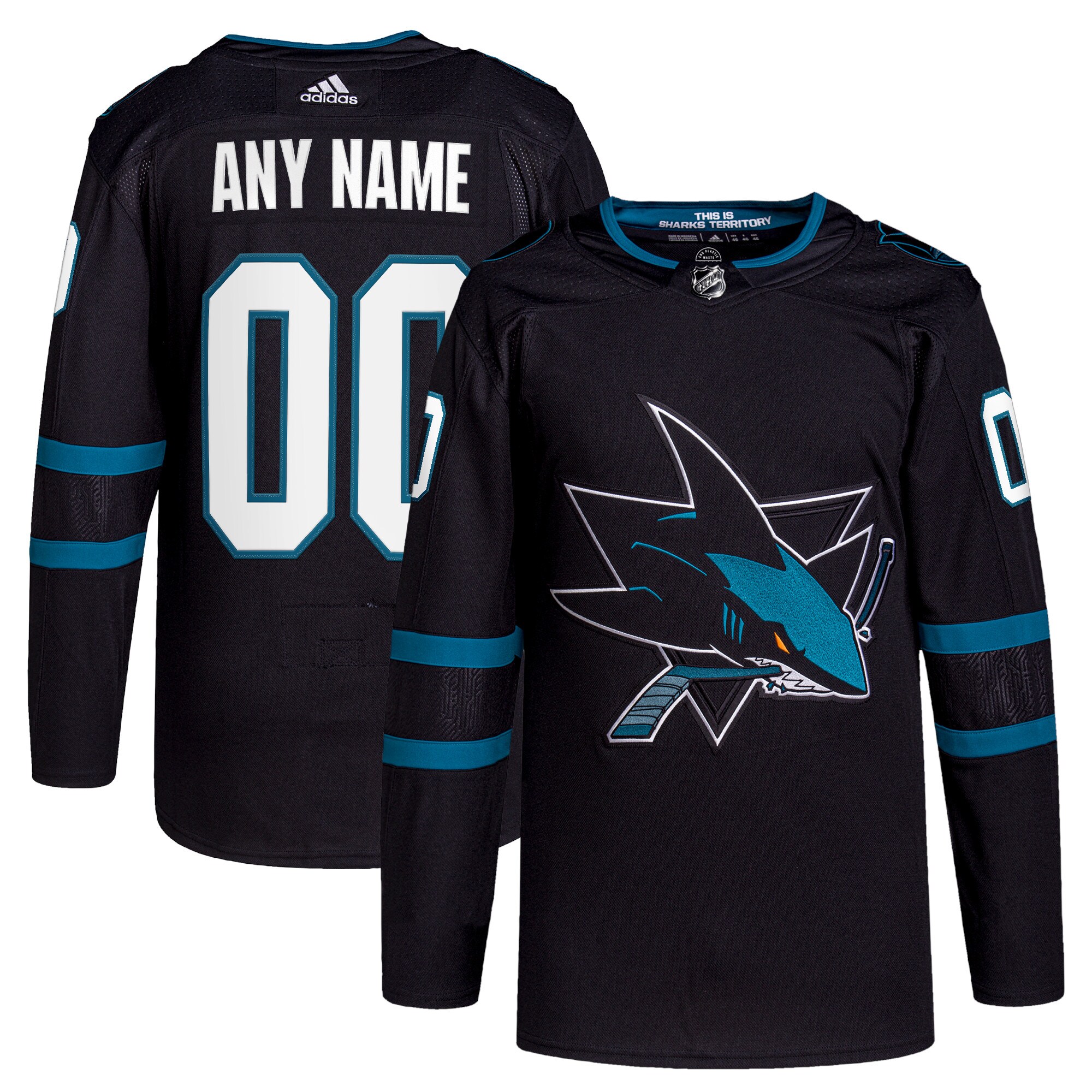 San Jose Sharks adidas Alternate Primegreen Authentic Custom Jersey - Black
