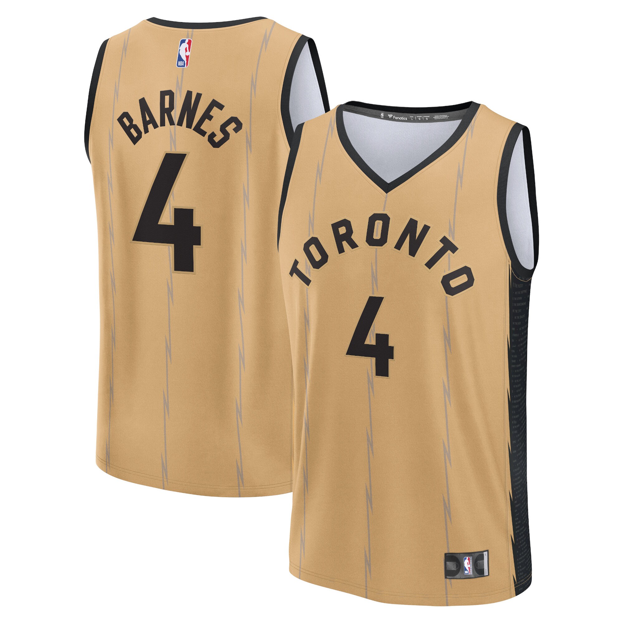 Scottie Barnes Toronto Raptors Fanatics Fast Break Jersey - Gold - City Edition