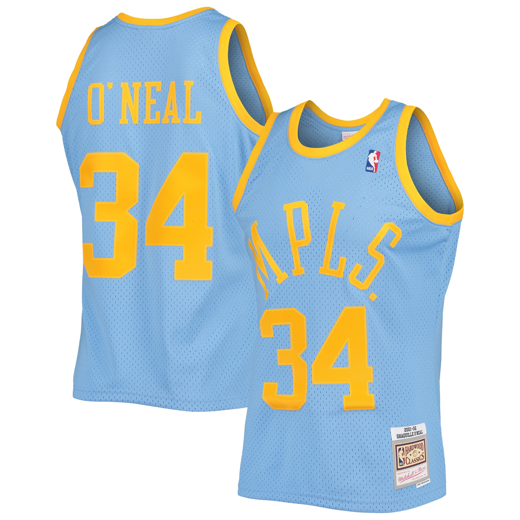 Shaquille O'Neal Los Angeles Lakers Mitchell & Ness 2001\/02 Hardwood Classics Swingman Jersey - Powder Blue