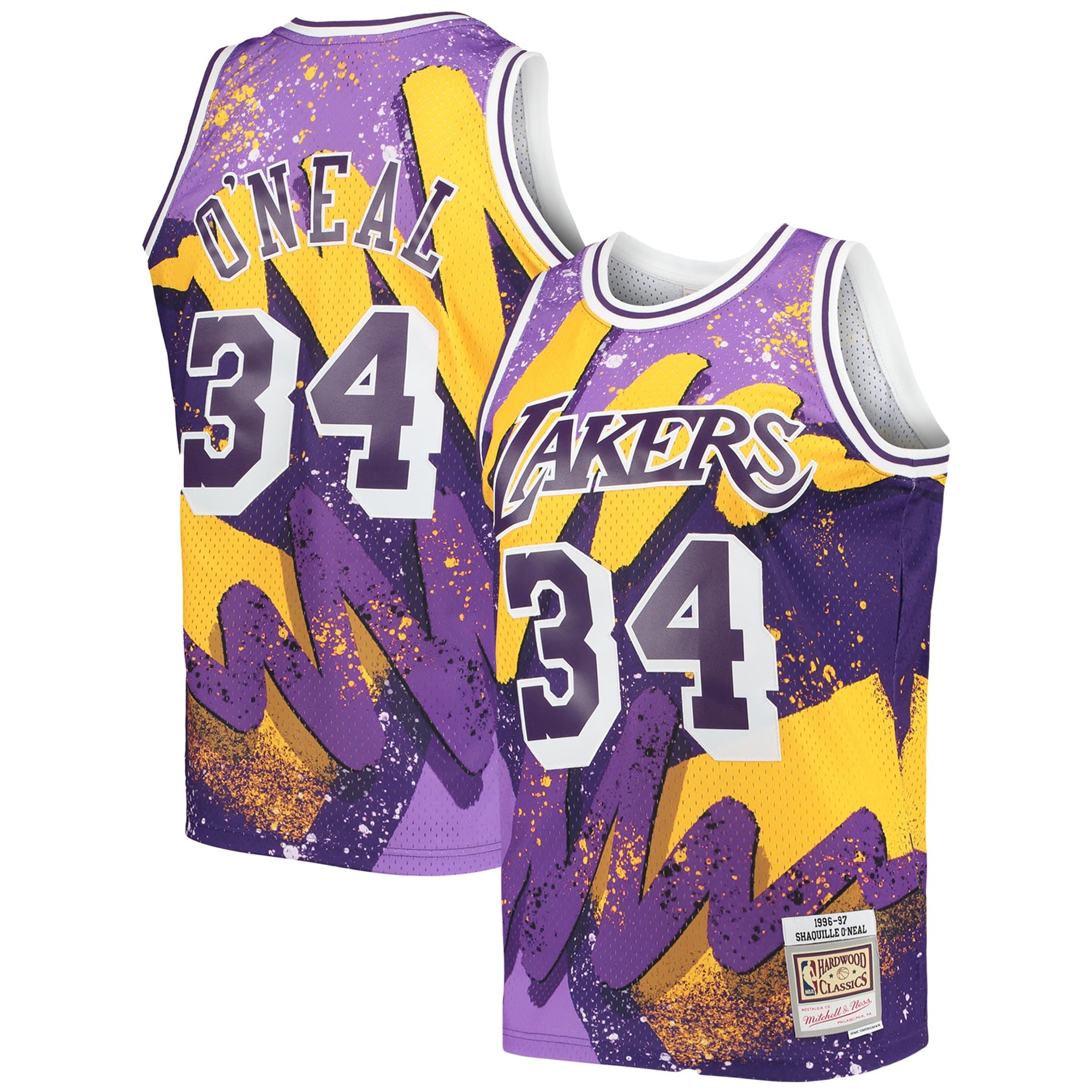 Shaquille O'Neal Los Angeles Lakers Mitchell & Ness Hardwood Classics 1996\/97 Hyper Hoops Swingman Jersey - Purple