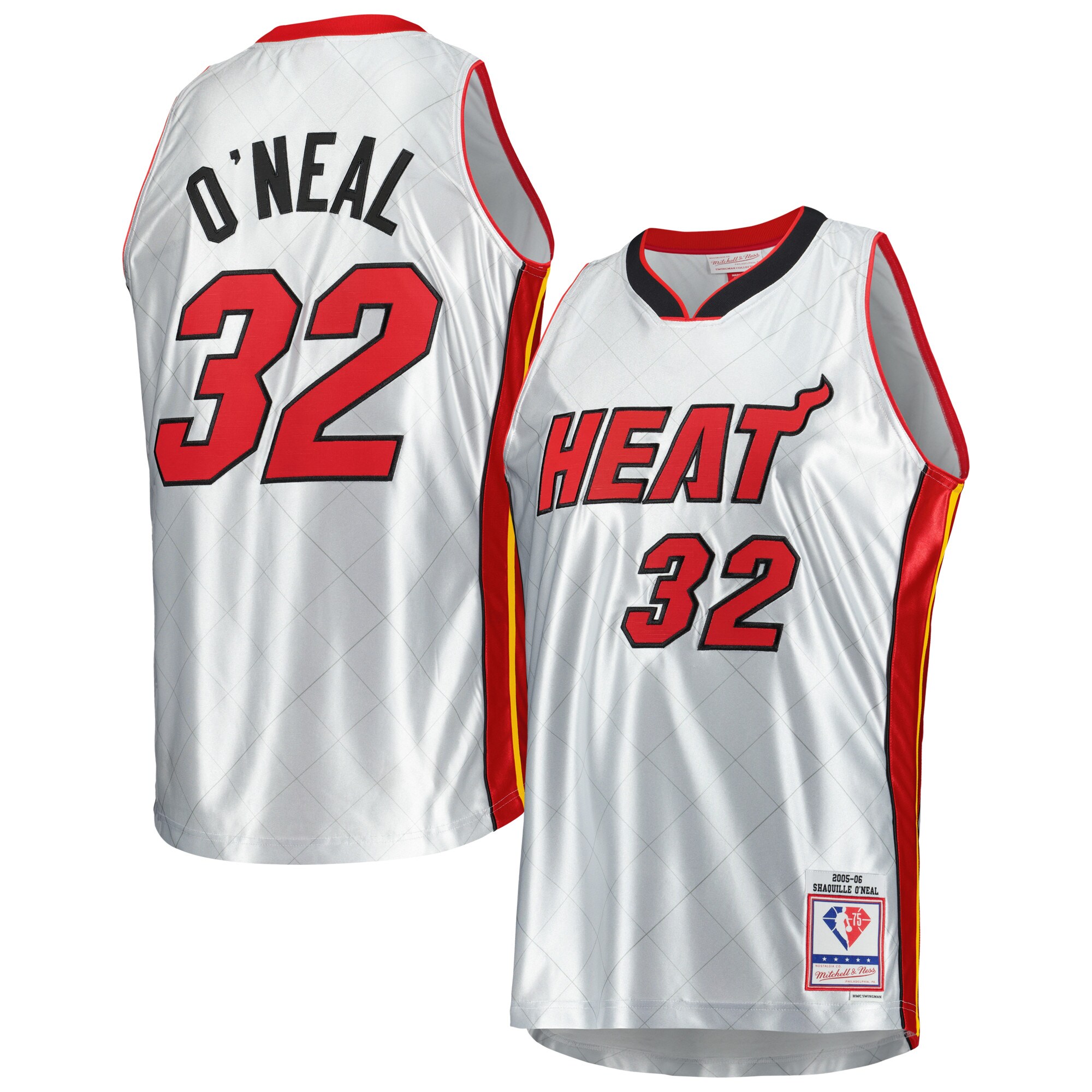 Shaquille O'Neal Miami Heat Mitchell & Ness 2005\/06 Hardwood Classics 75th Anniversary Swingman Jersey - Platinum