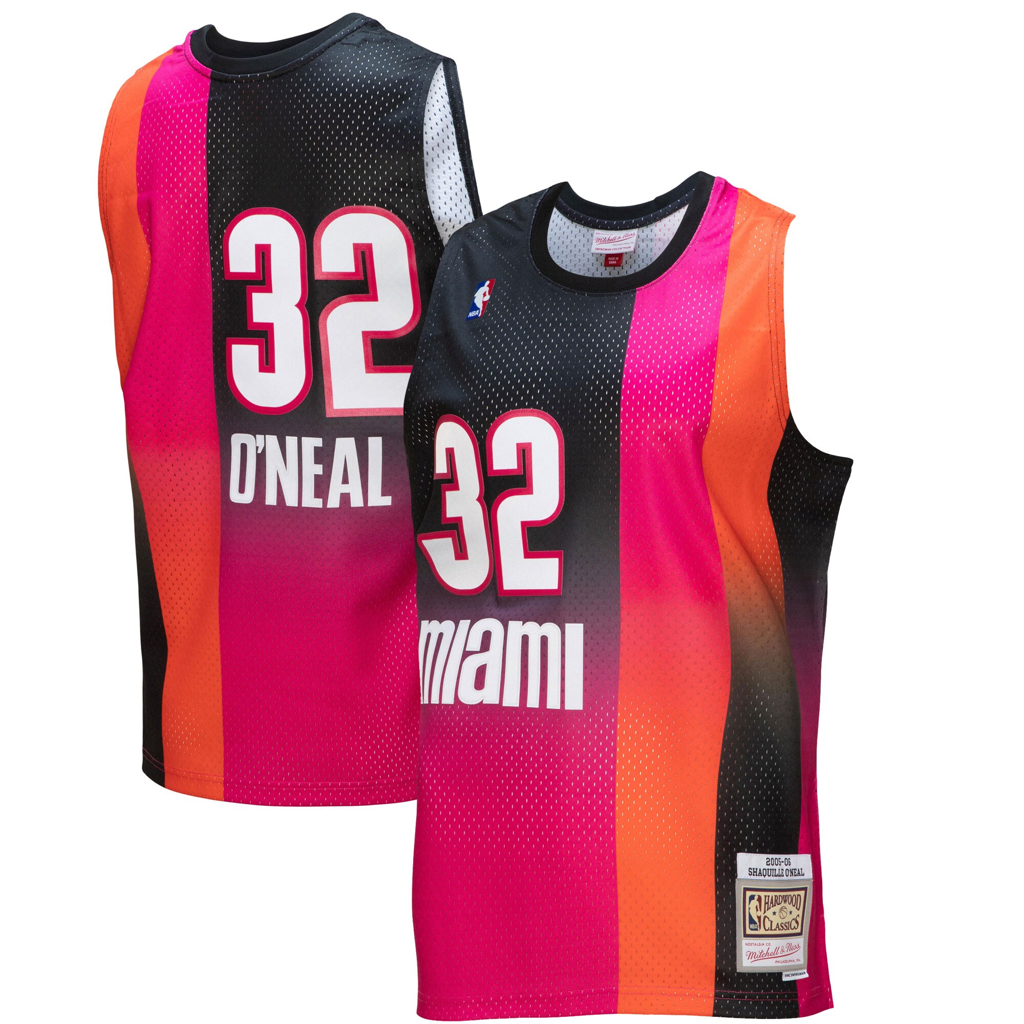 Shaquille O'Neal Miami Heat Mitchell & Ness 2005\/06 Hardwood Classics Fadeaway Swingman Player Jersey - Pink\/Black