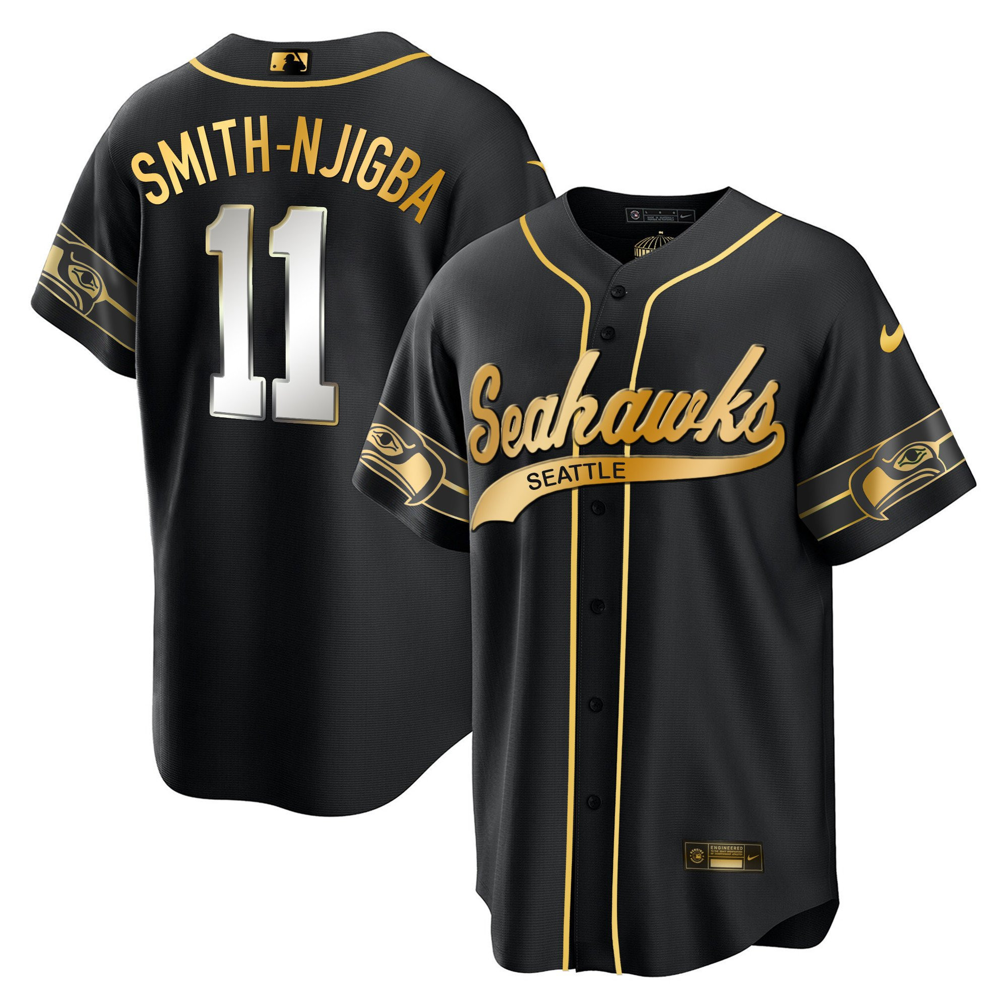 Smith-Njigba 11 Seattle Seahawks Throwback Men Jersey - Black Limited