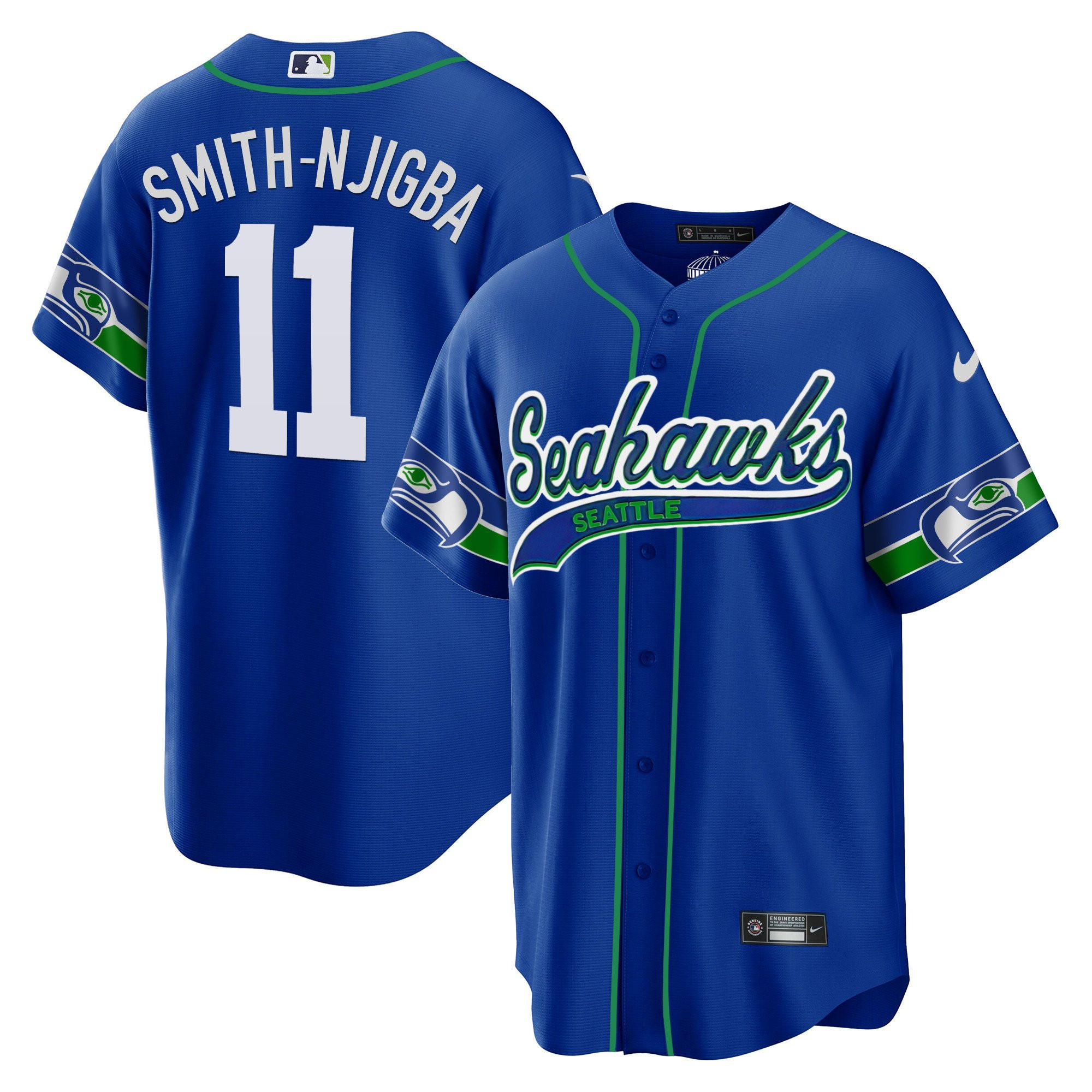 Smith-Njigba 11 Seattle Seahawks Throwback Men Jersey - Royal